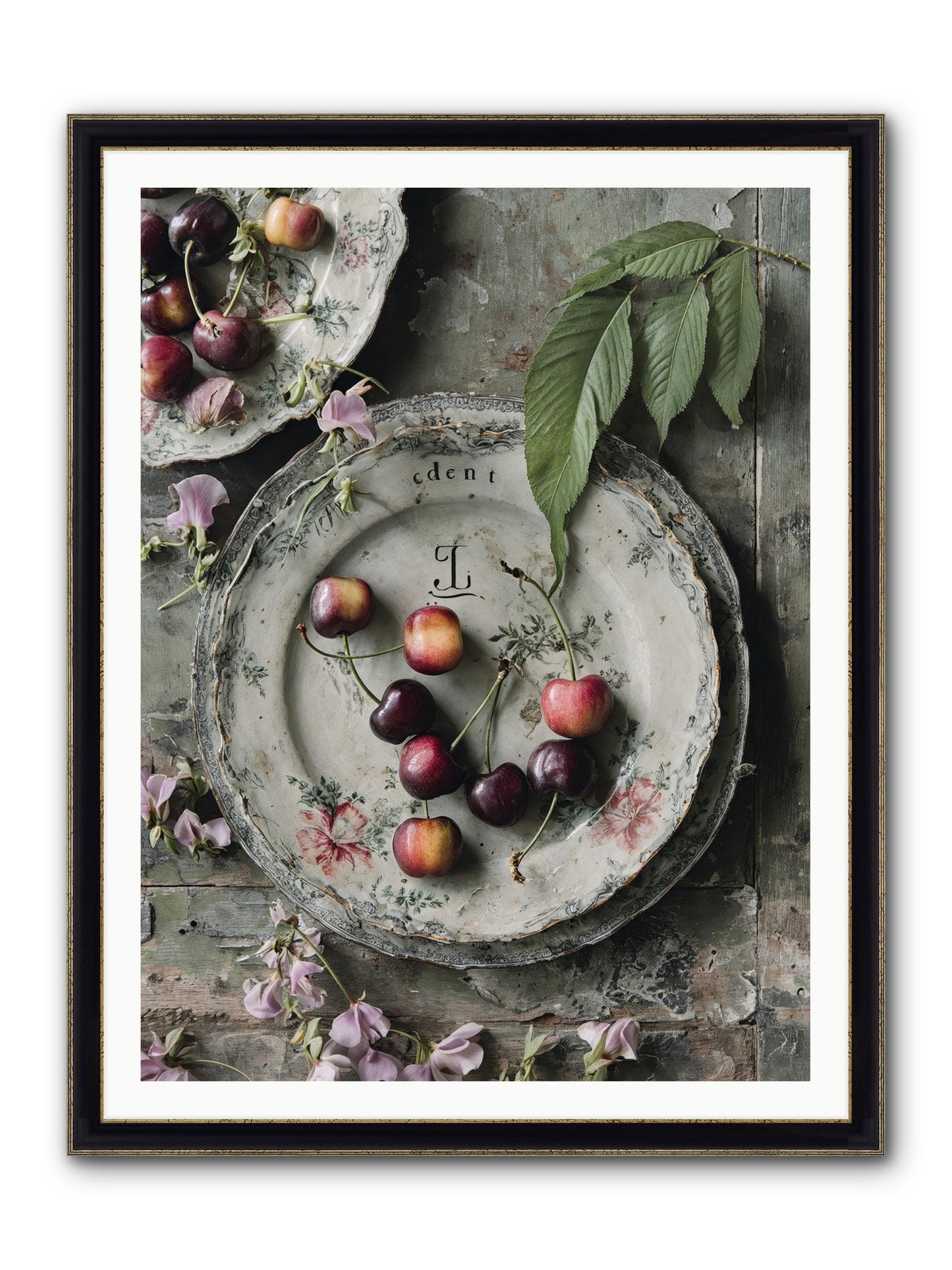 Mignonette Framed Print - Black & Gold 36x48