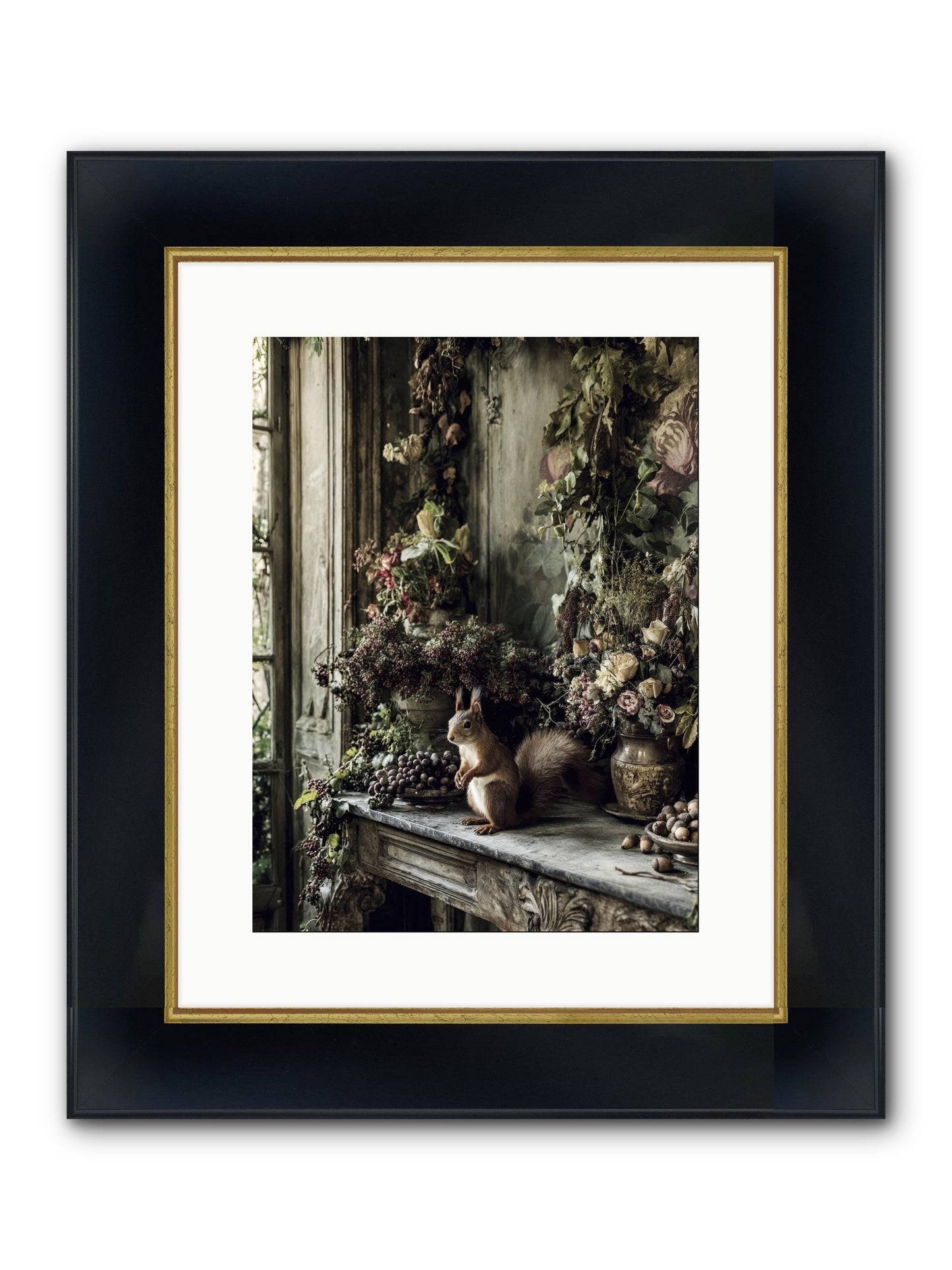 Millie Framed Print - Wide Black w/Gold 12x16