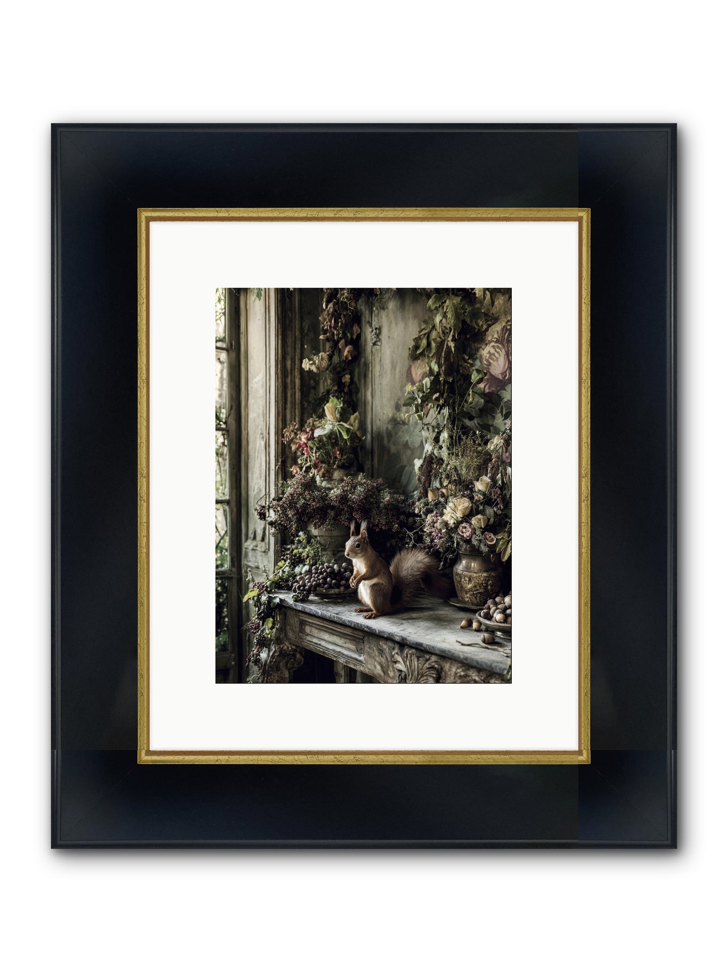 Millie Framed Print - Wide Black w/Gold 9x12