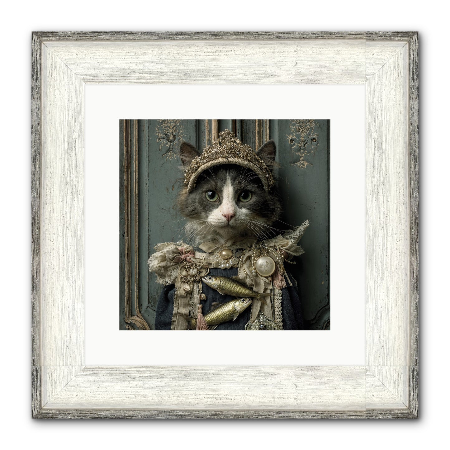Mint Tea At Number Nine Framed Print - Driftwood White 12x12