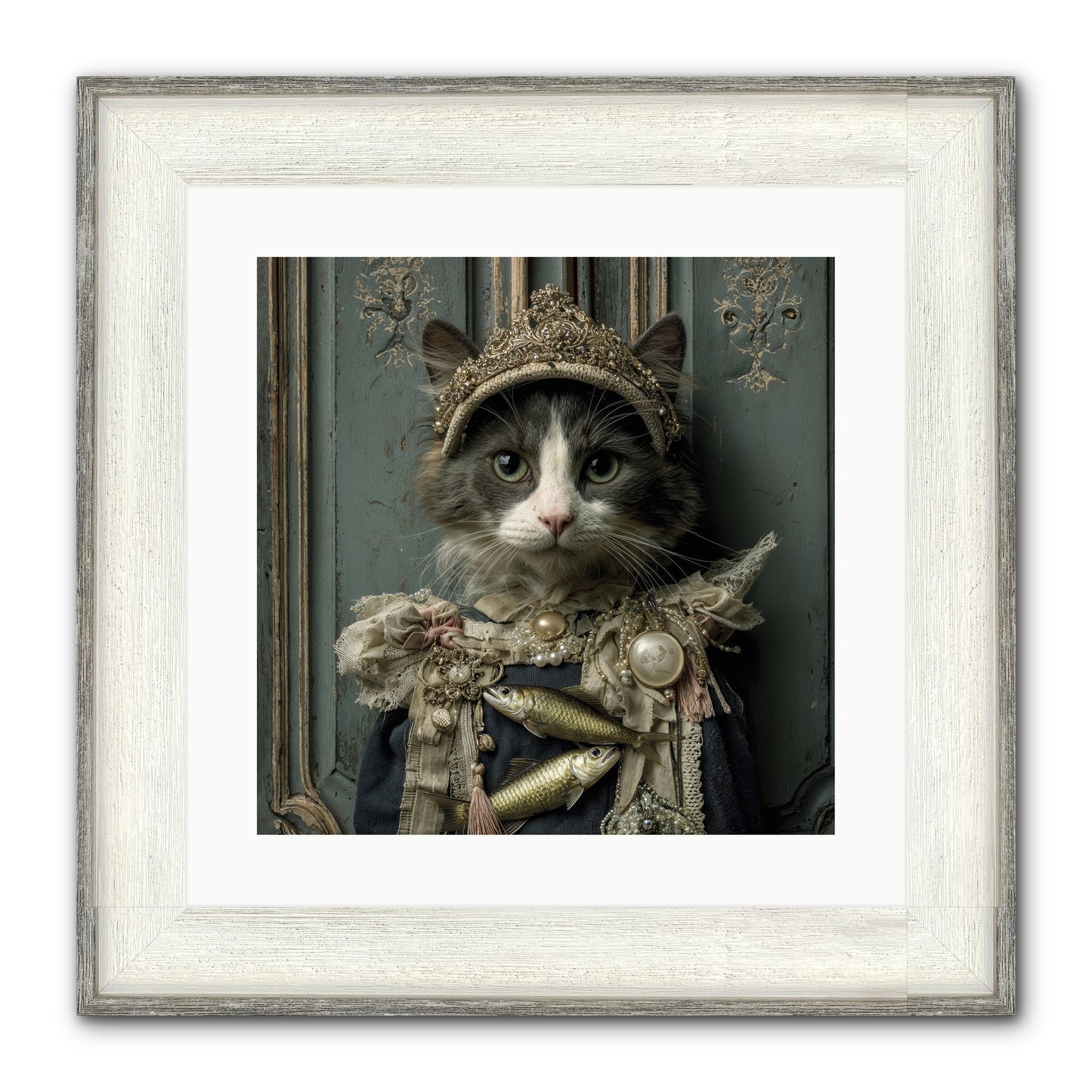 Mint Tea At Number Nine Framed Print - Driftwood White 16x16