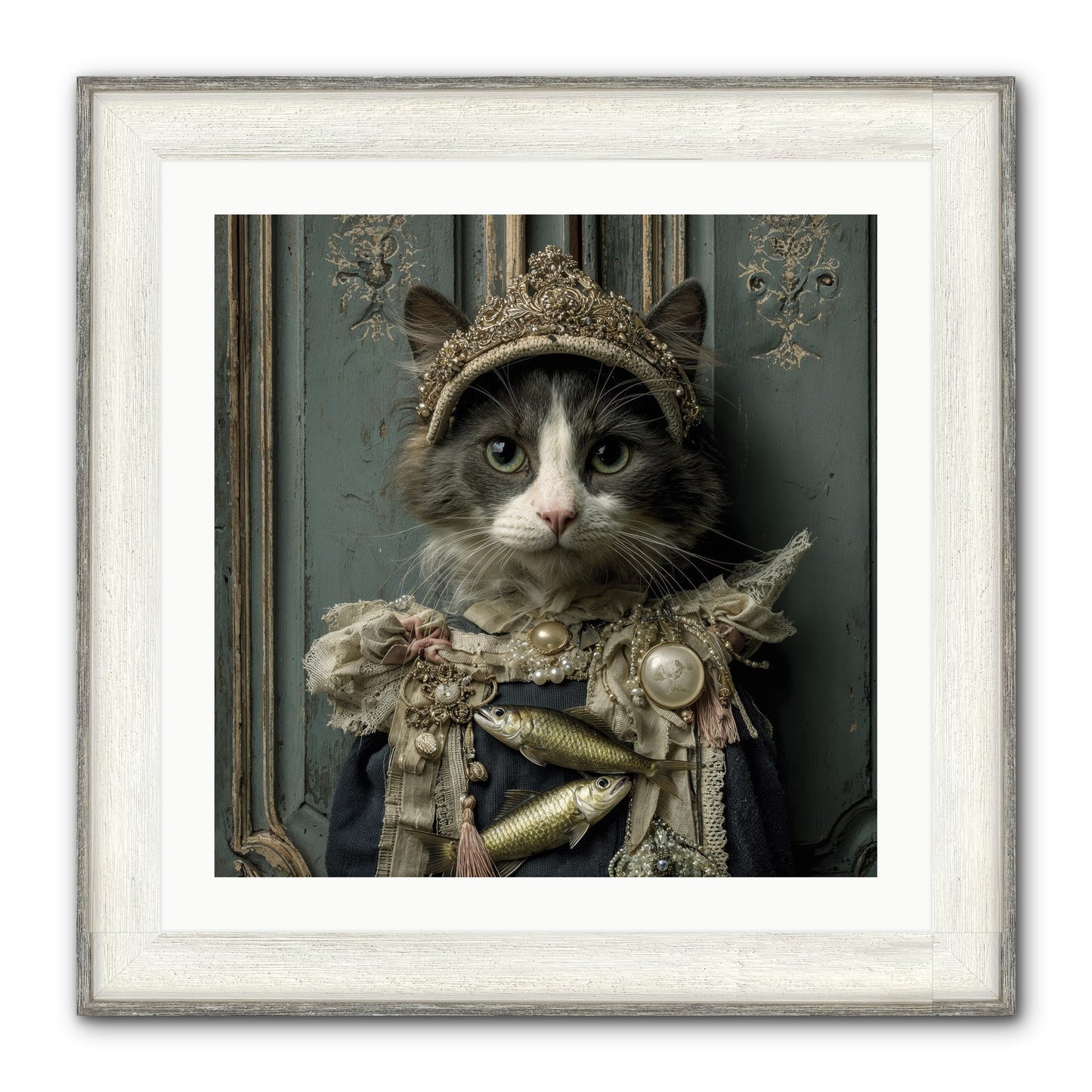 Mint Tea At Number Nine Framed Print - Driftwood White 24x24