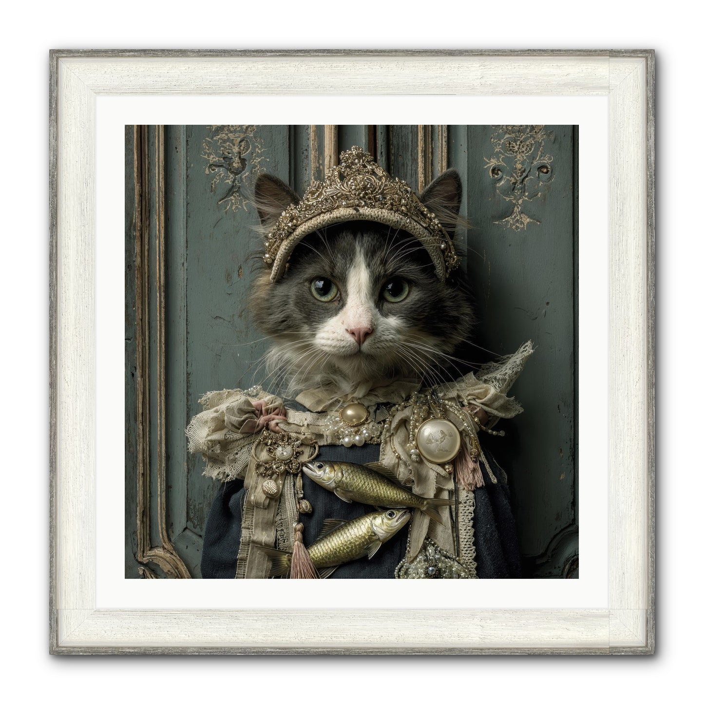 Mint Tea At Number Nine Framed Print - Driftwood White 30x30