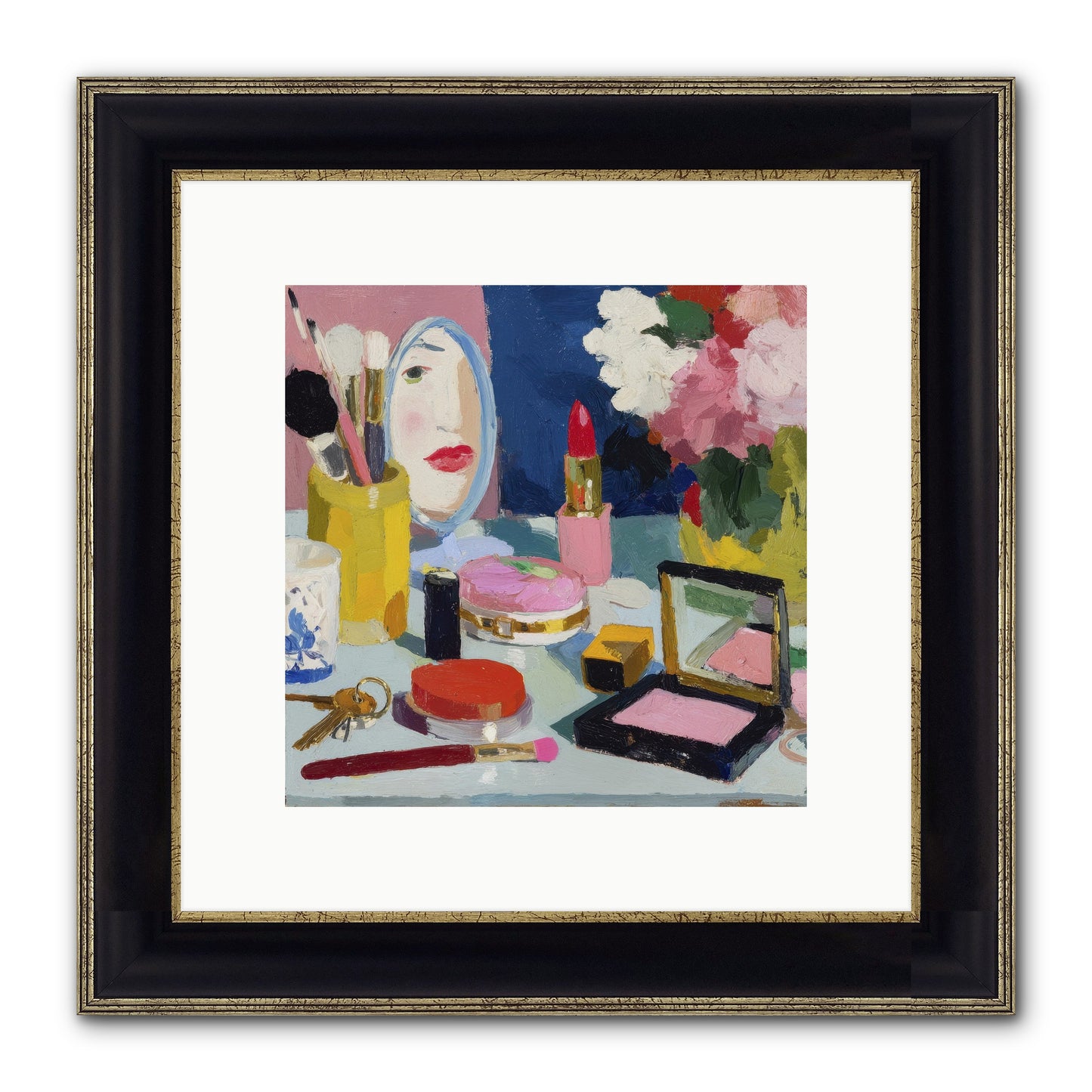 Mirror, Mirror Morning Framed Print - Black & Gold 10x10