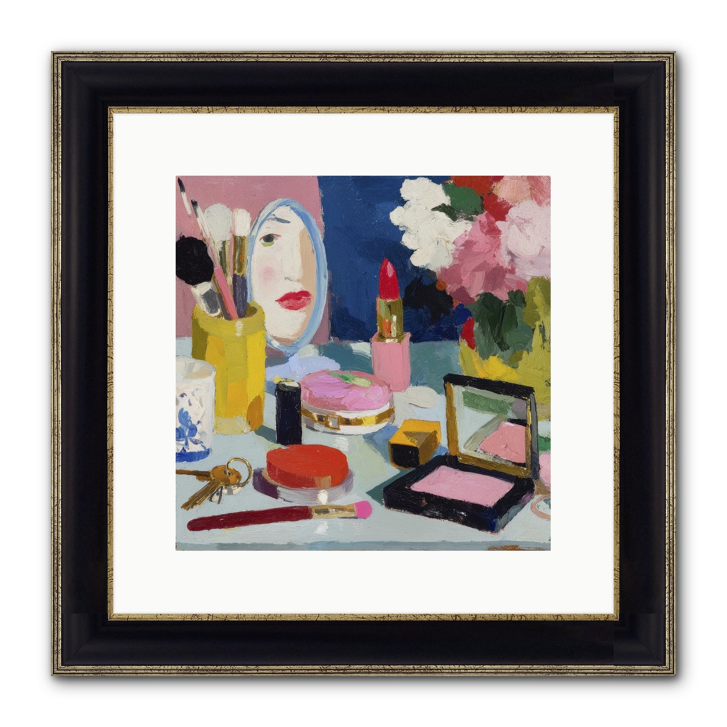 Mirror, Mirror Morning Framed Print - Black & Gold 12x12