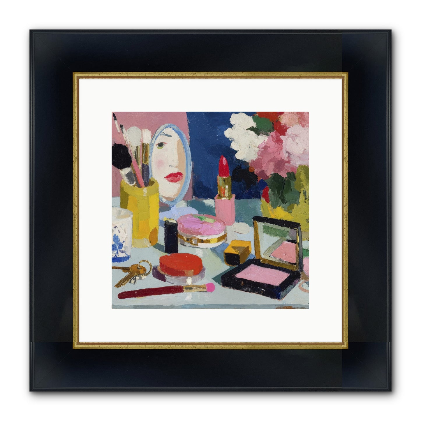 Mirror, Mirror Morning Framed Print - Wide Black w/Gold 12x12