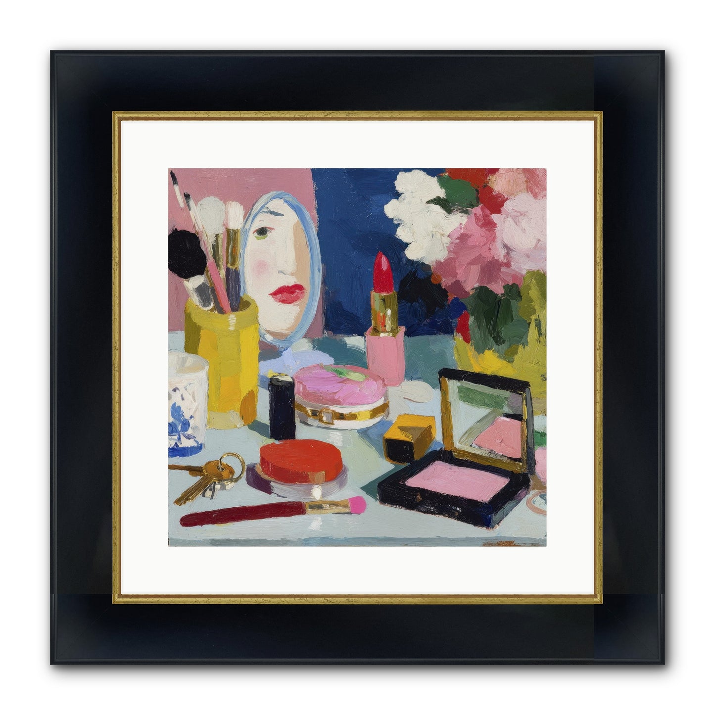 Mirror, Mirror Morning Framed Print - Wide Black w/Gold 16x16