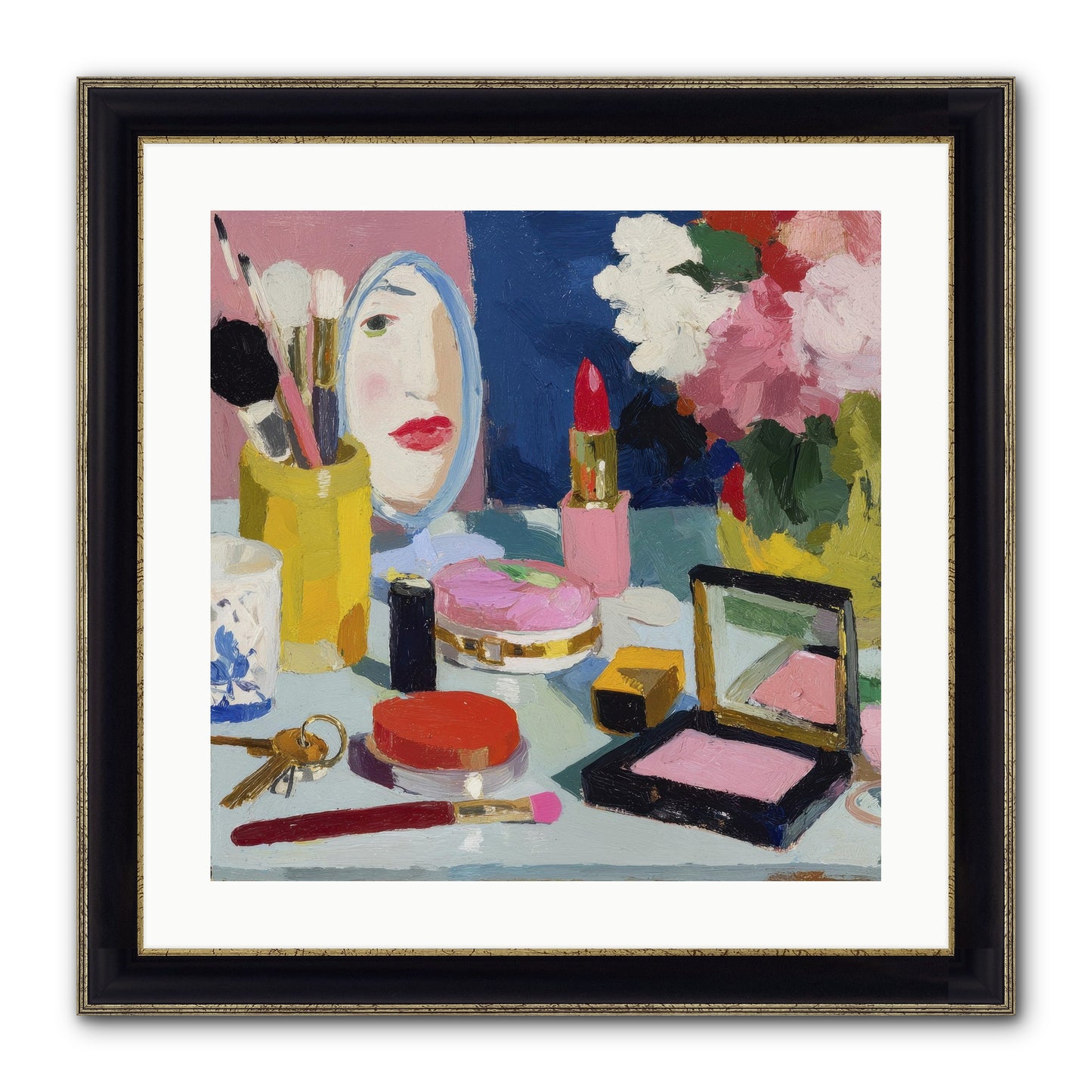 Mirror, Mirror Morning Framed Print - Black & Gold 20x20