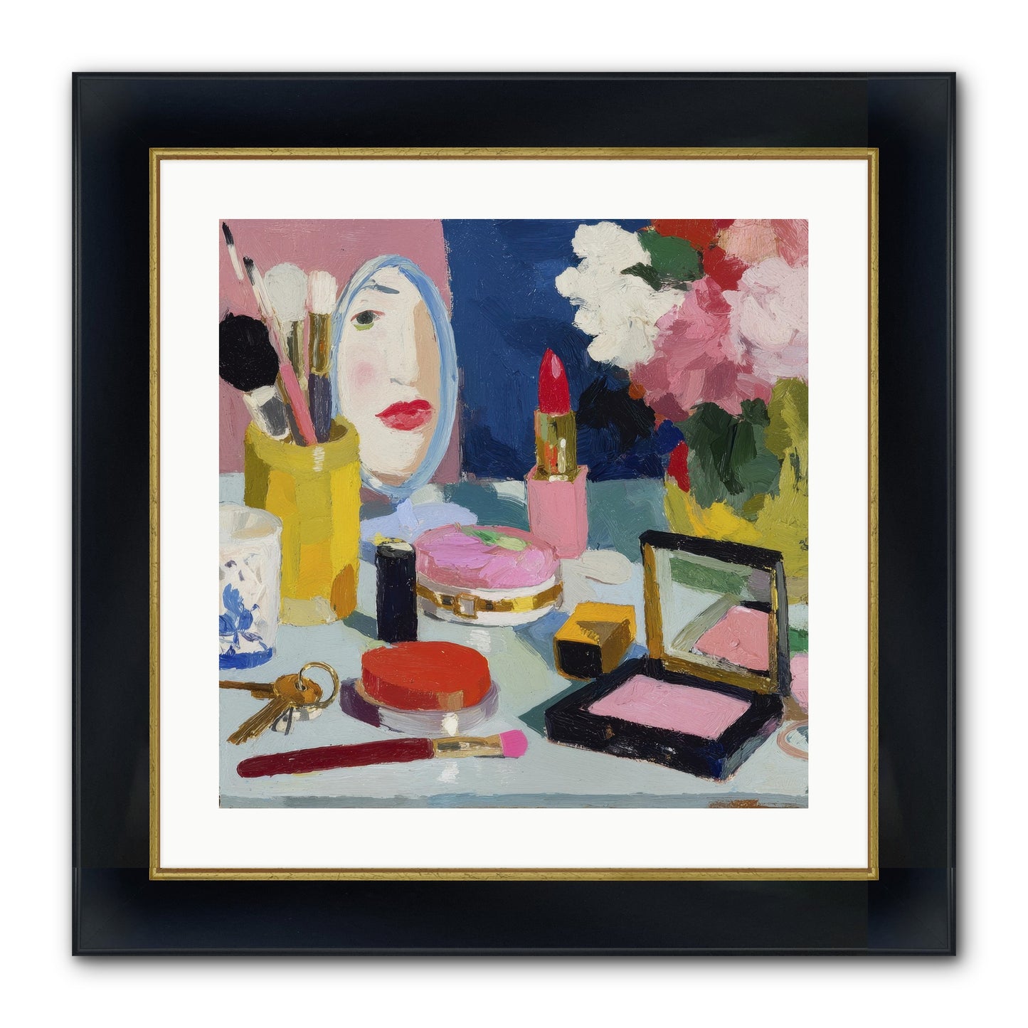 Mirror, Mirror Morning Framed Print - Wide Black w/Gold 20x20
