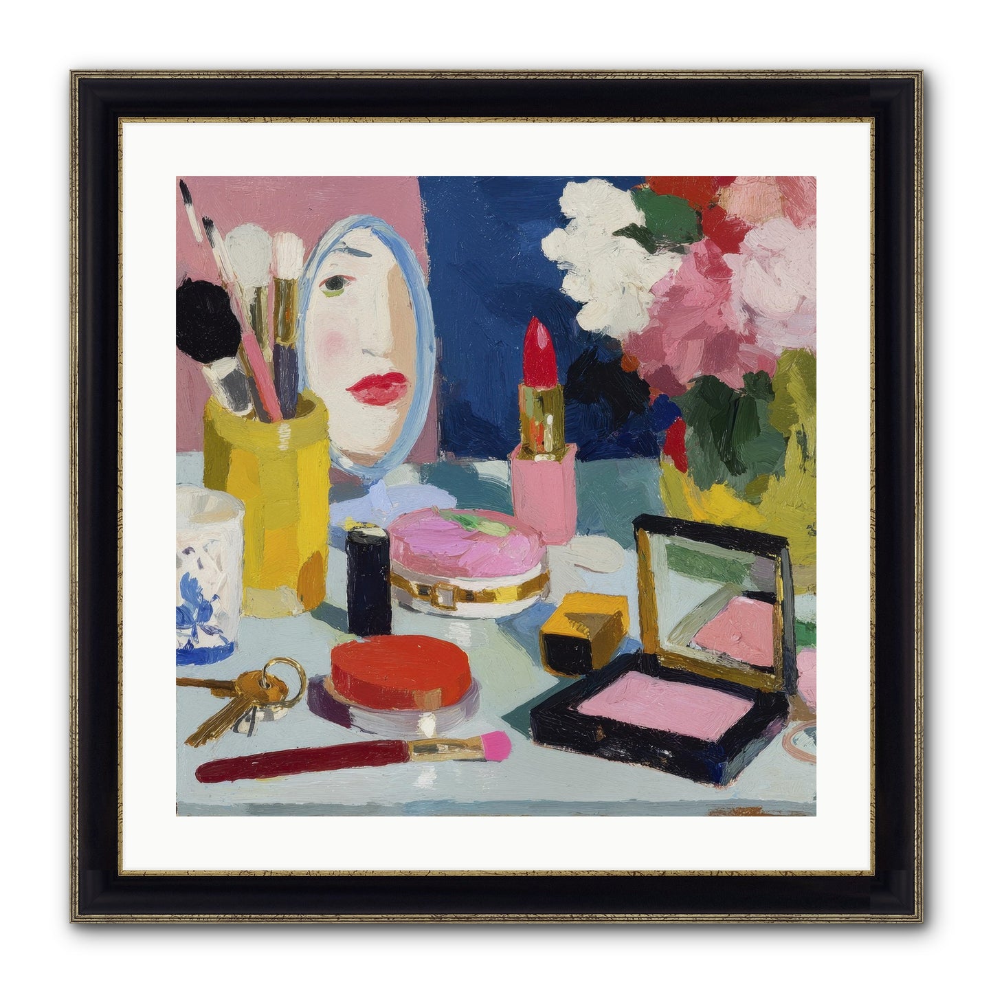 Mirror, Mirror Morning Framed Print - Black & Gold 24x24