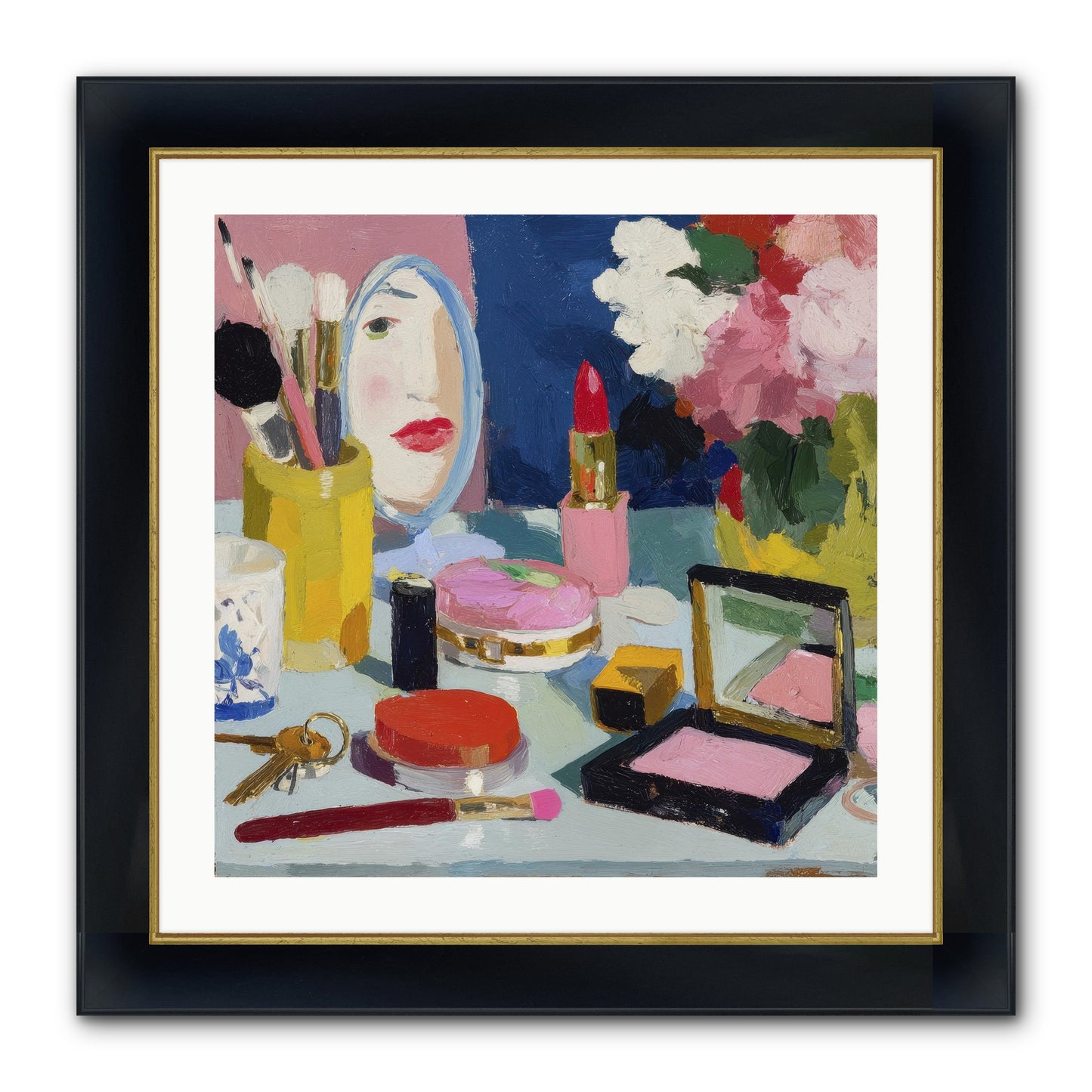 Mirror, Mirror Morning Framed Print - Wide Black w/Gold 24x24