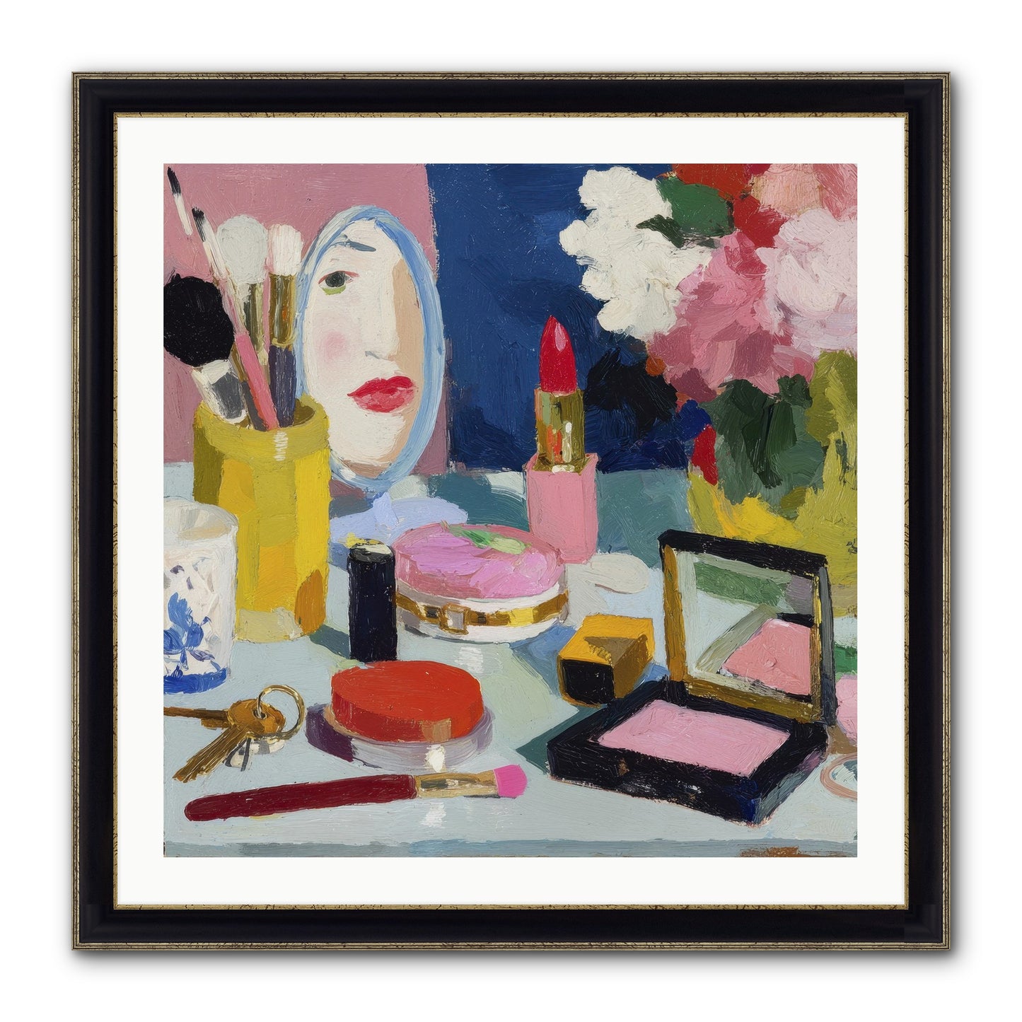Mirror, Mirror Morning Framed Print - Black & Gold 30x30