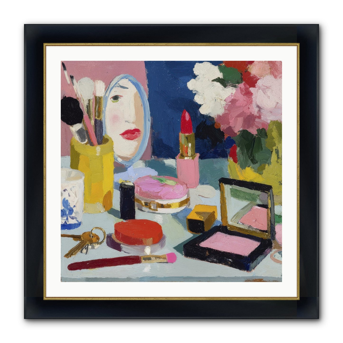 Mirror, Mirror Morning Framed Print - Wide Black w/Gold 30x30