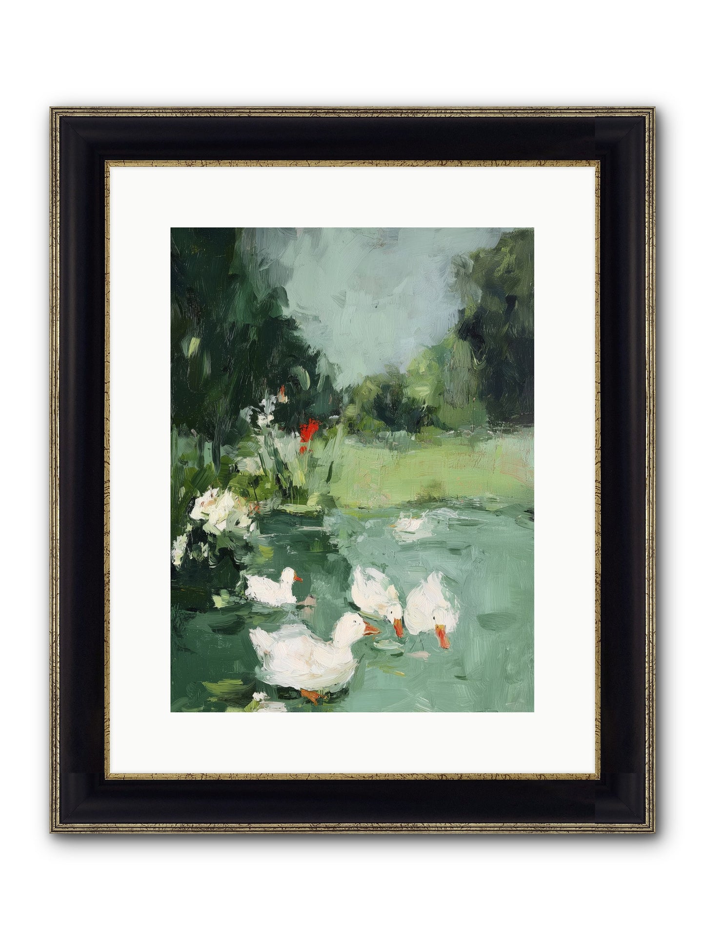 Mirror Waters Framed Print - Black & Gold 12x16