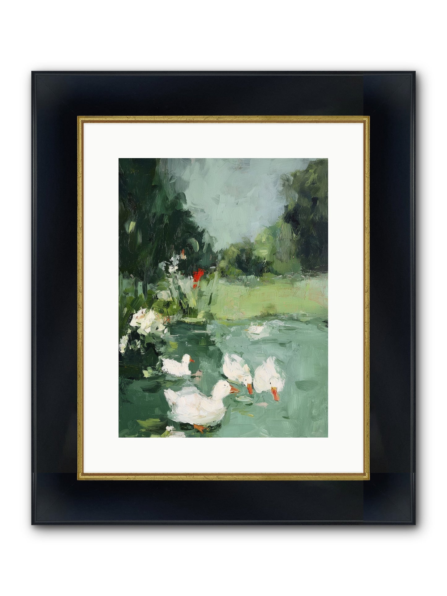 Mirror Waters Framed Print - Wide Black w/Gold 12x16