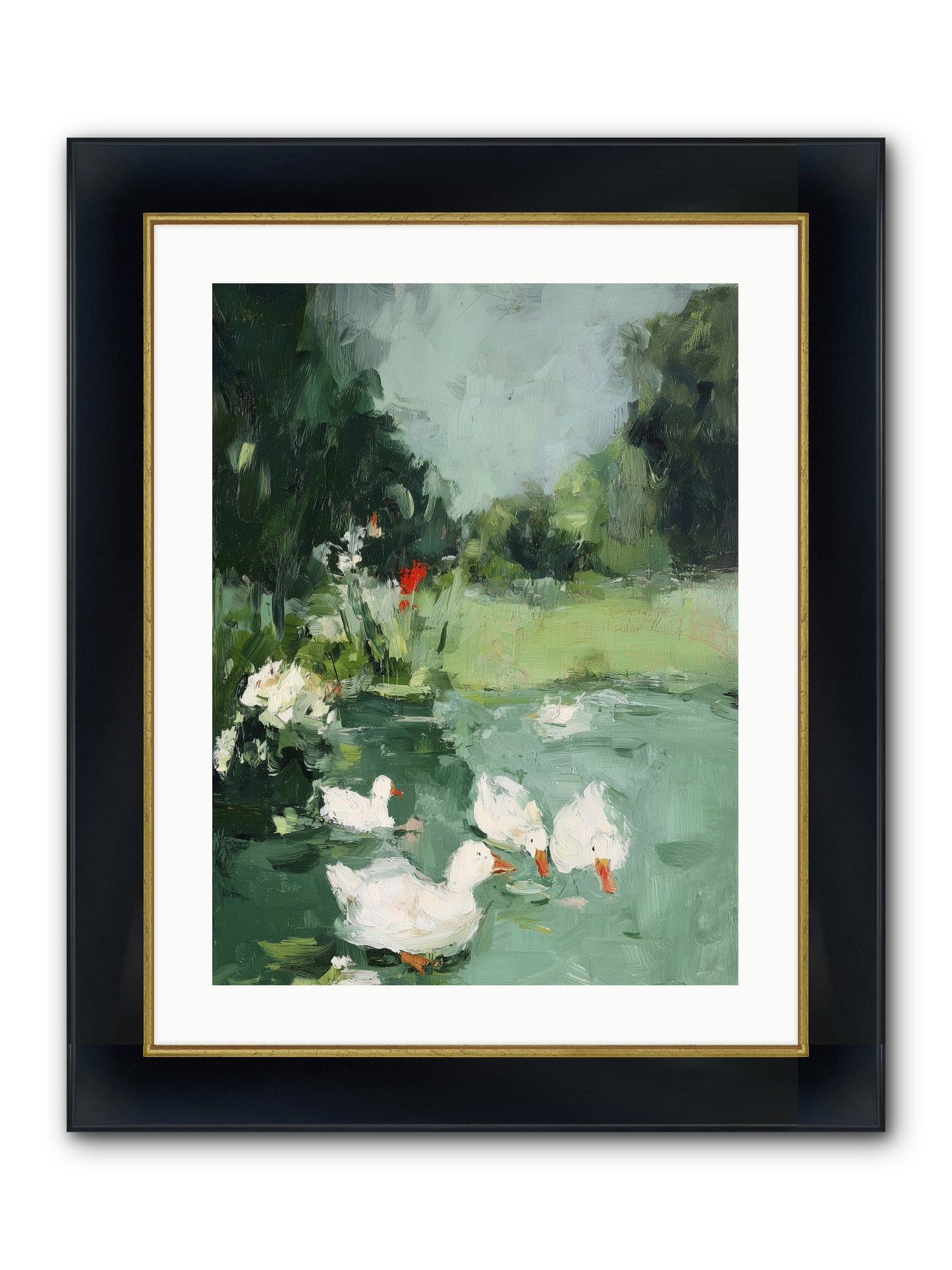 Mirror Waters Framed Print - Wide Black w/Gold 18x24