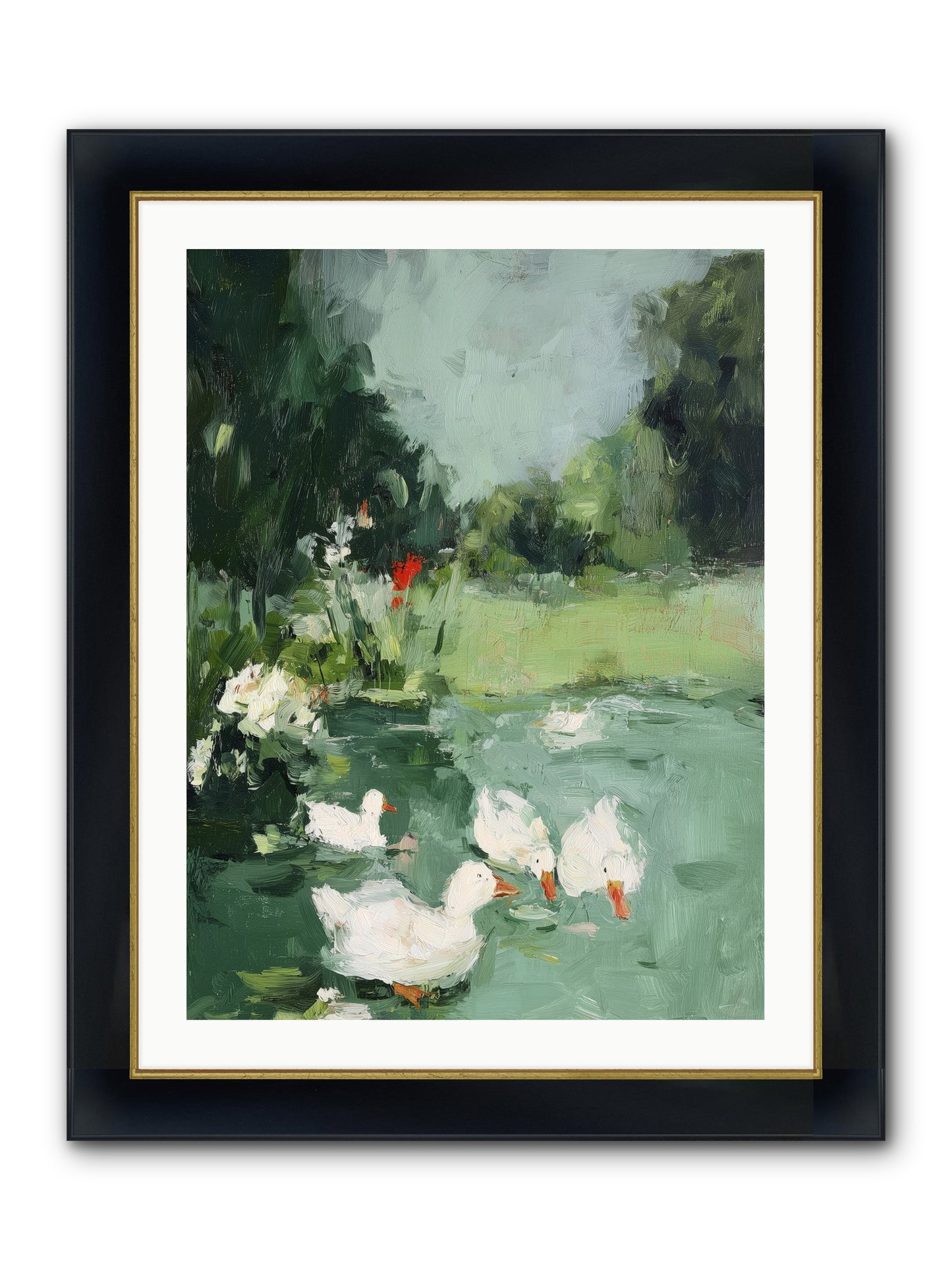 Mirror Waters Framed Print - Wide Black w/Gold 24x32
