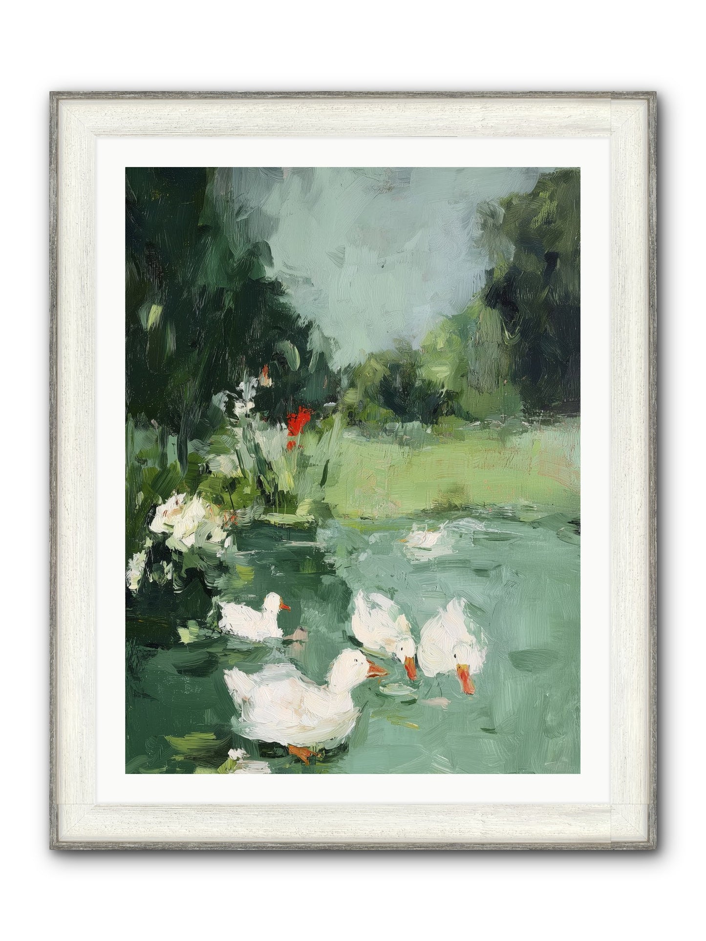 Mirror Waters Framed Print - Driftwood White 30x40