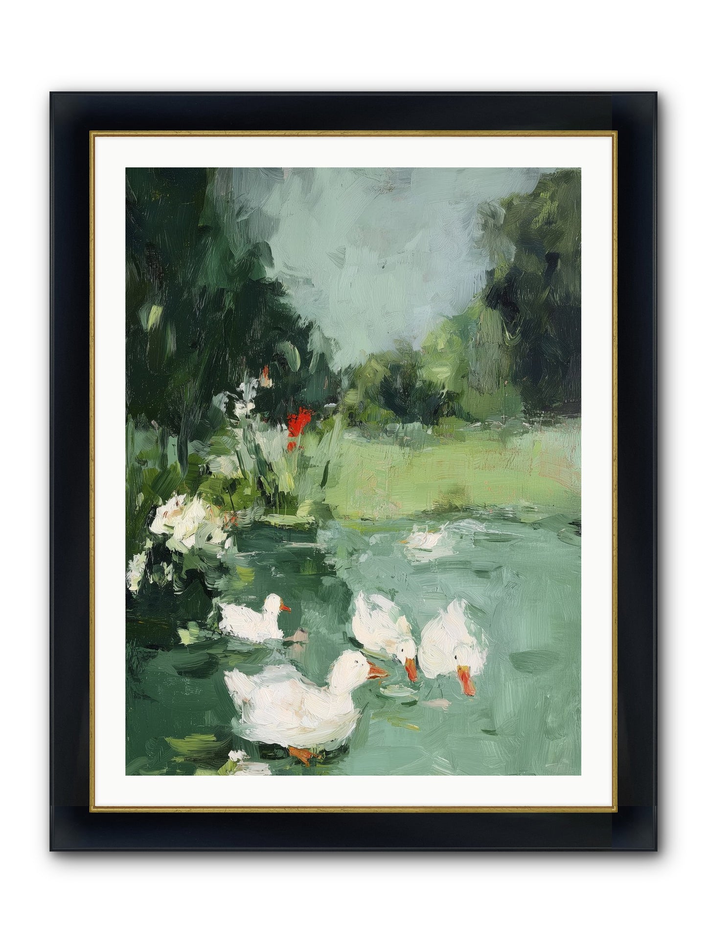 Mirror Waters Framed Print - Wide Black w/Gold 30x40
