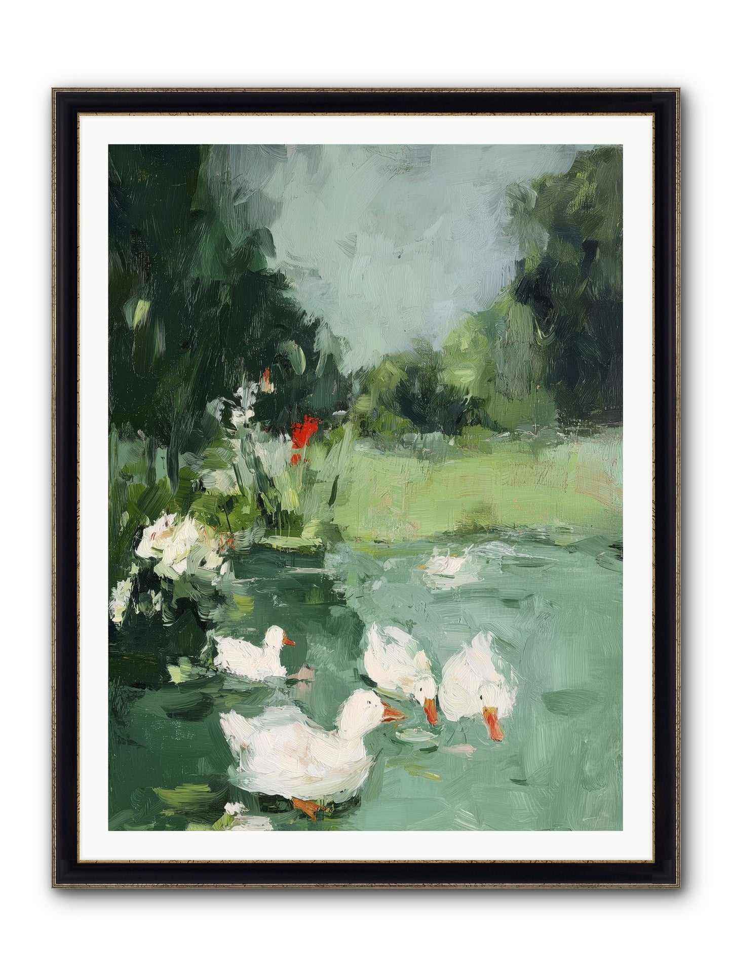 Mirror Waters Framed Print - Black & Gold 36x48