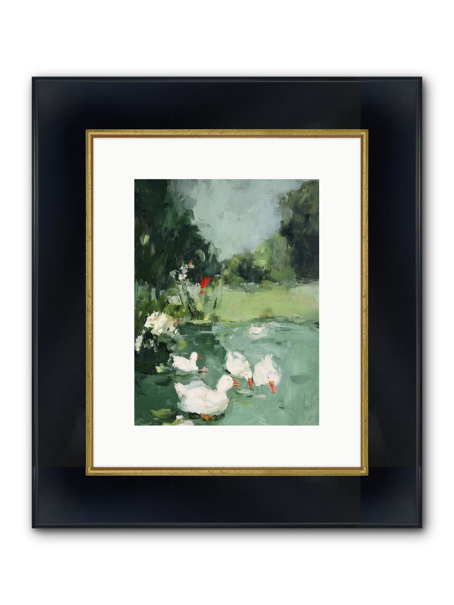 Mirror Waters Framed Print - Wide Black w/Gold 9x12
