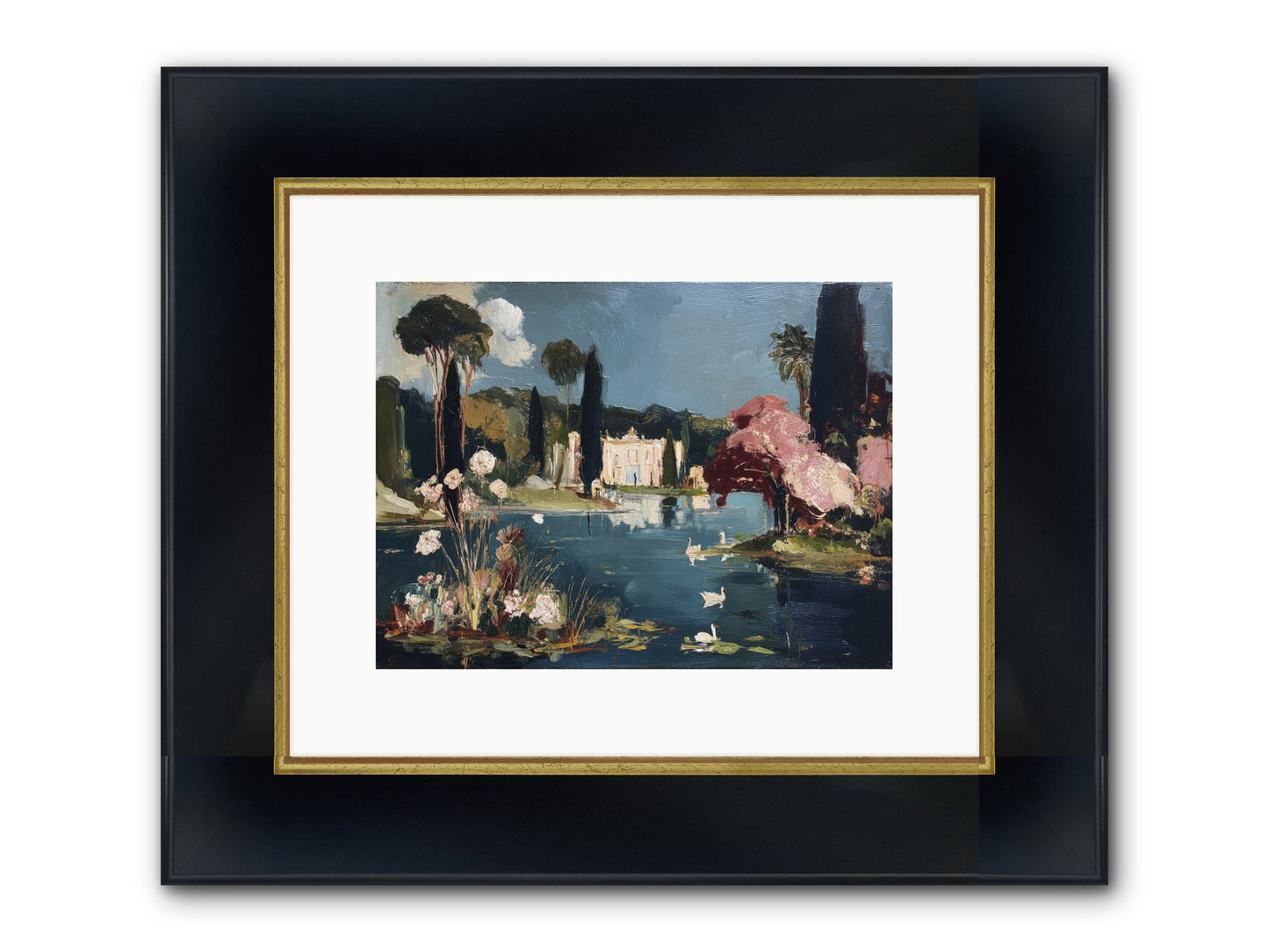 Mirrored Memories Framed Print - Wide Black w/Gold 12x9