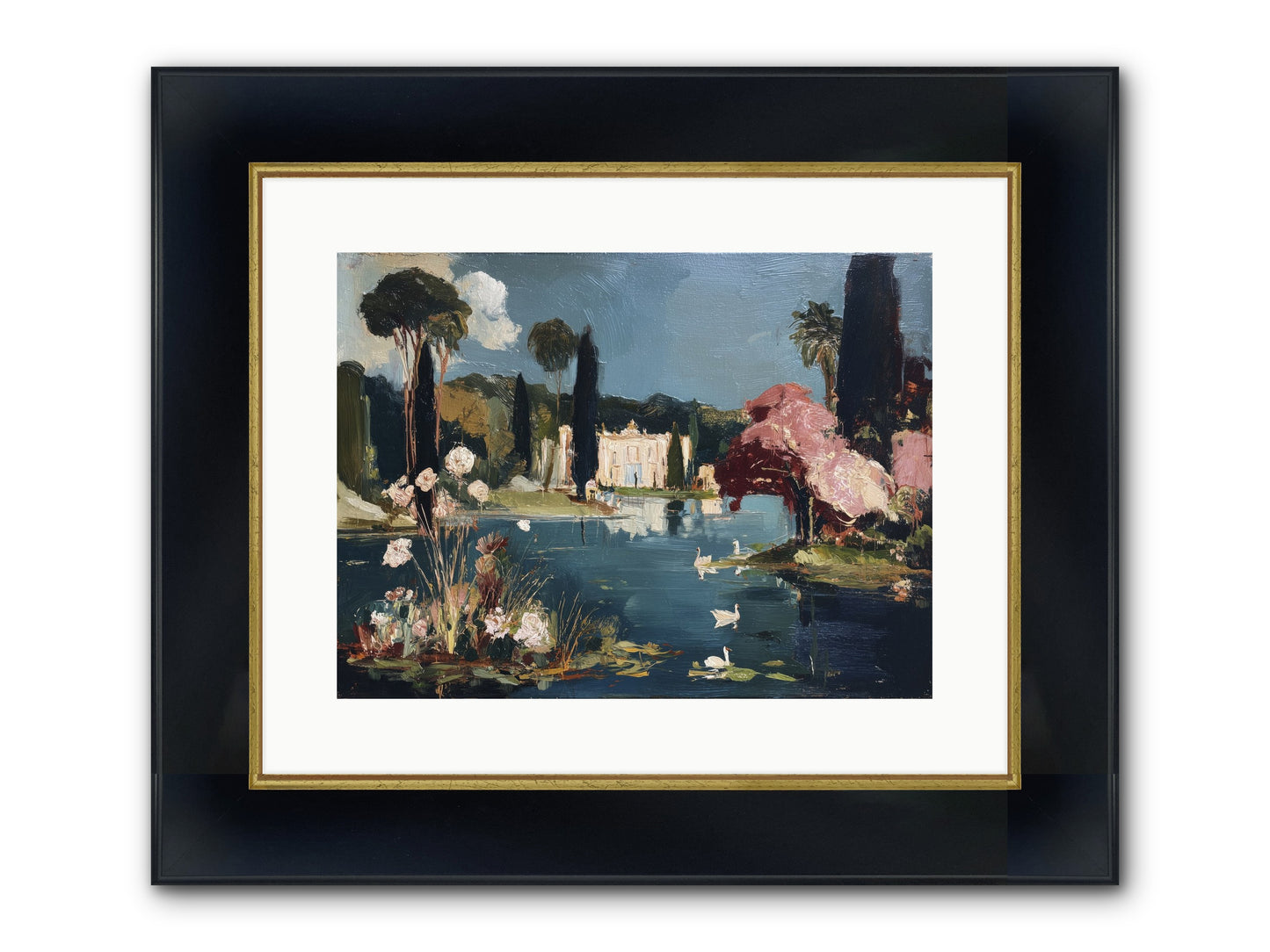 Mirrored Memories Framed Print - Wide Black w/Gold 16x12