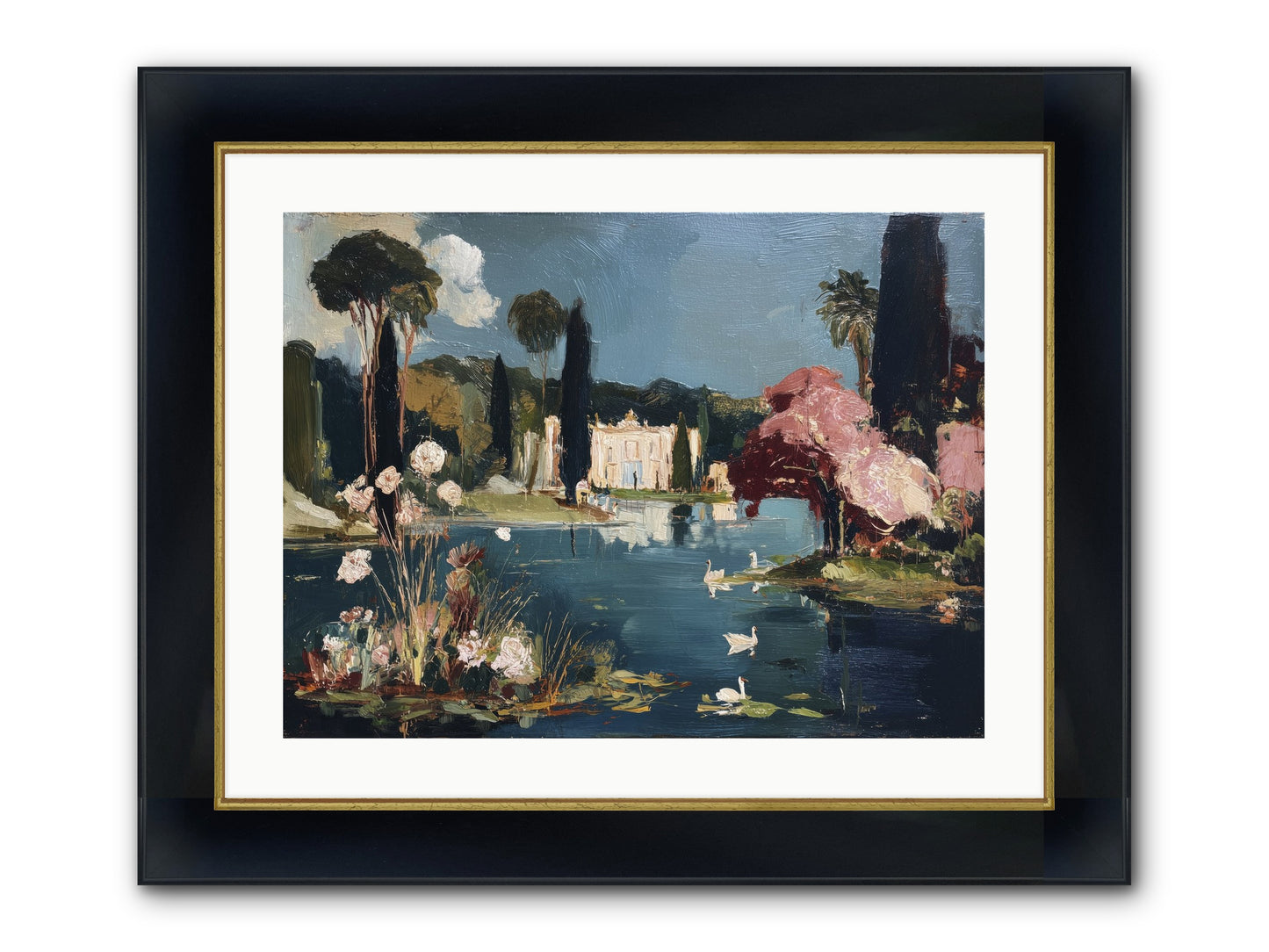 Mirrored Memories Framed Print - Wide Black w/Gold 24x18