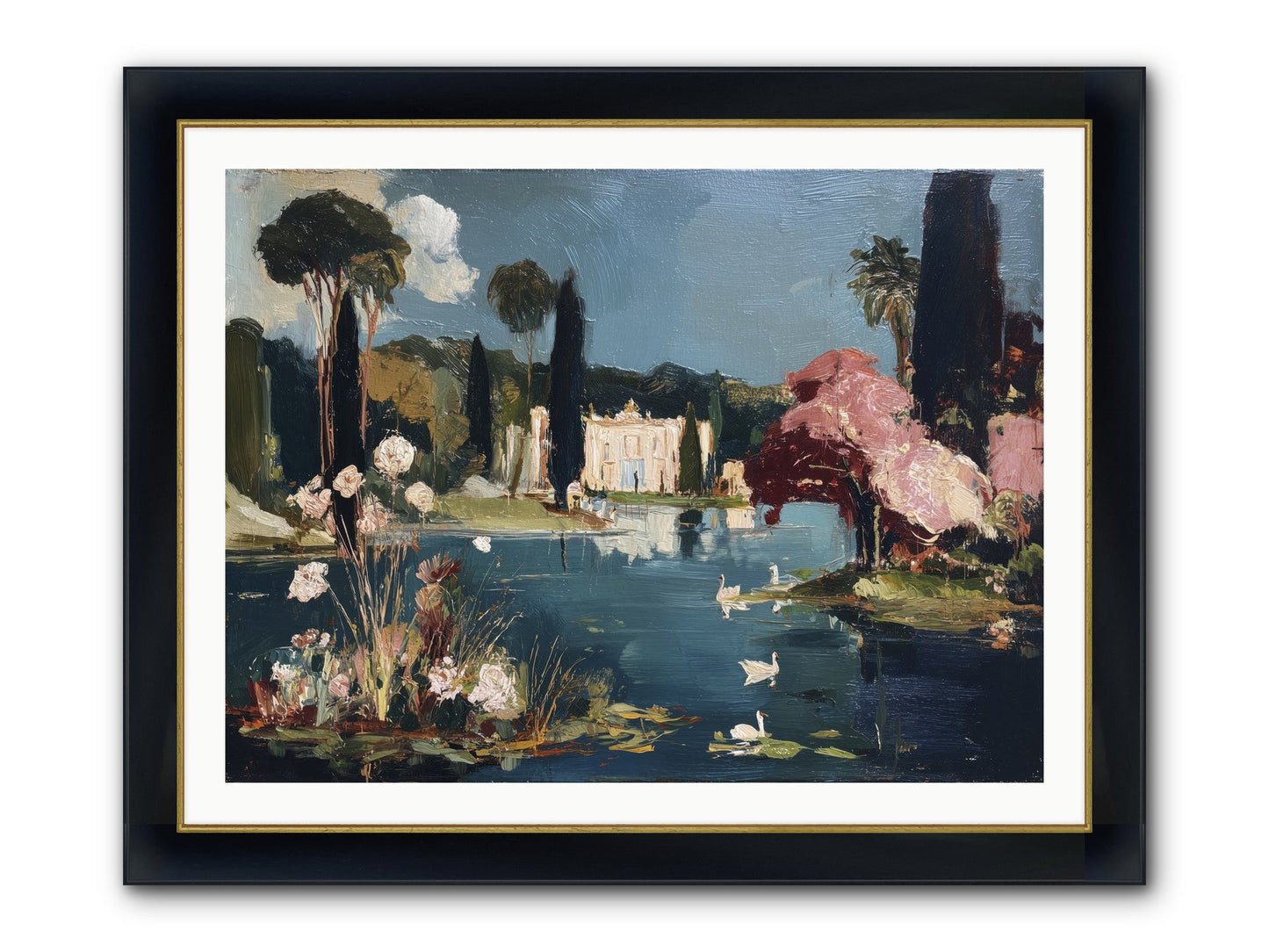Mirrored Memories Framed Print - Wide Black w/Gold 40x30