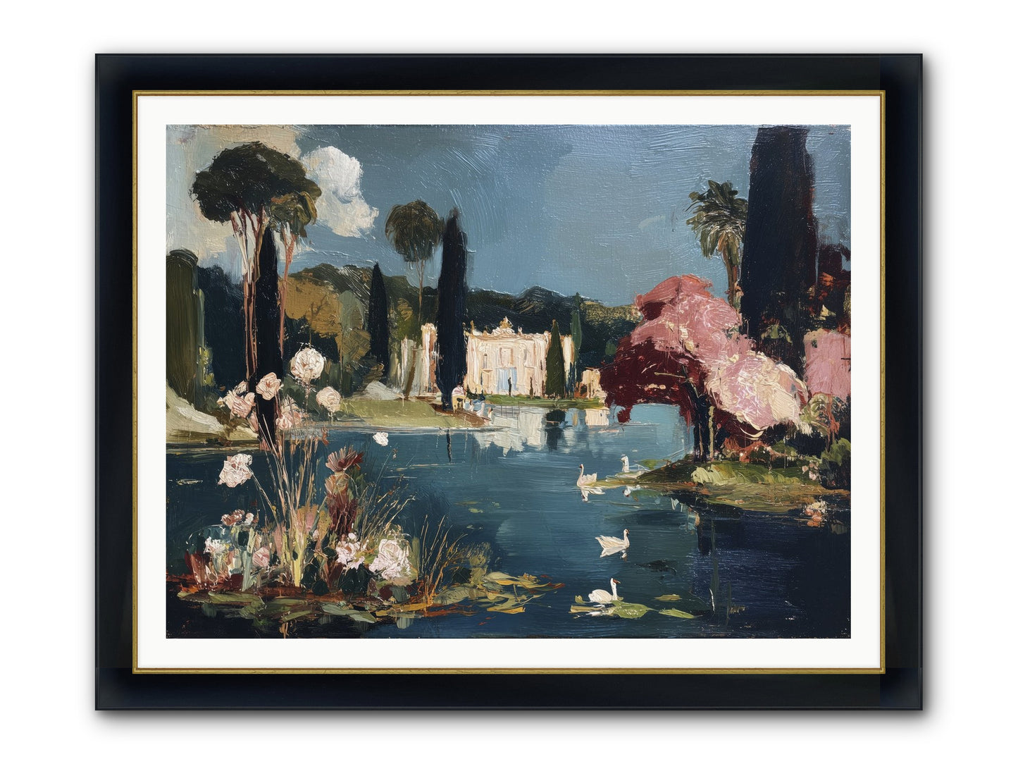 Mirrored Memories Framed Print - Wide Black w/Gold 48x36