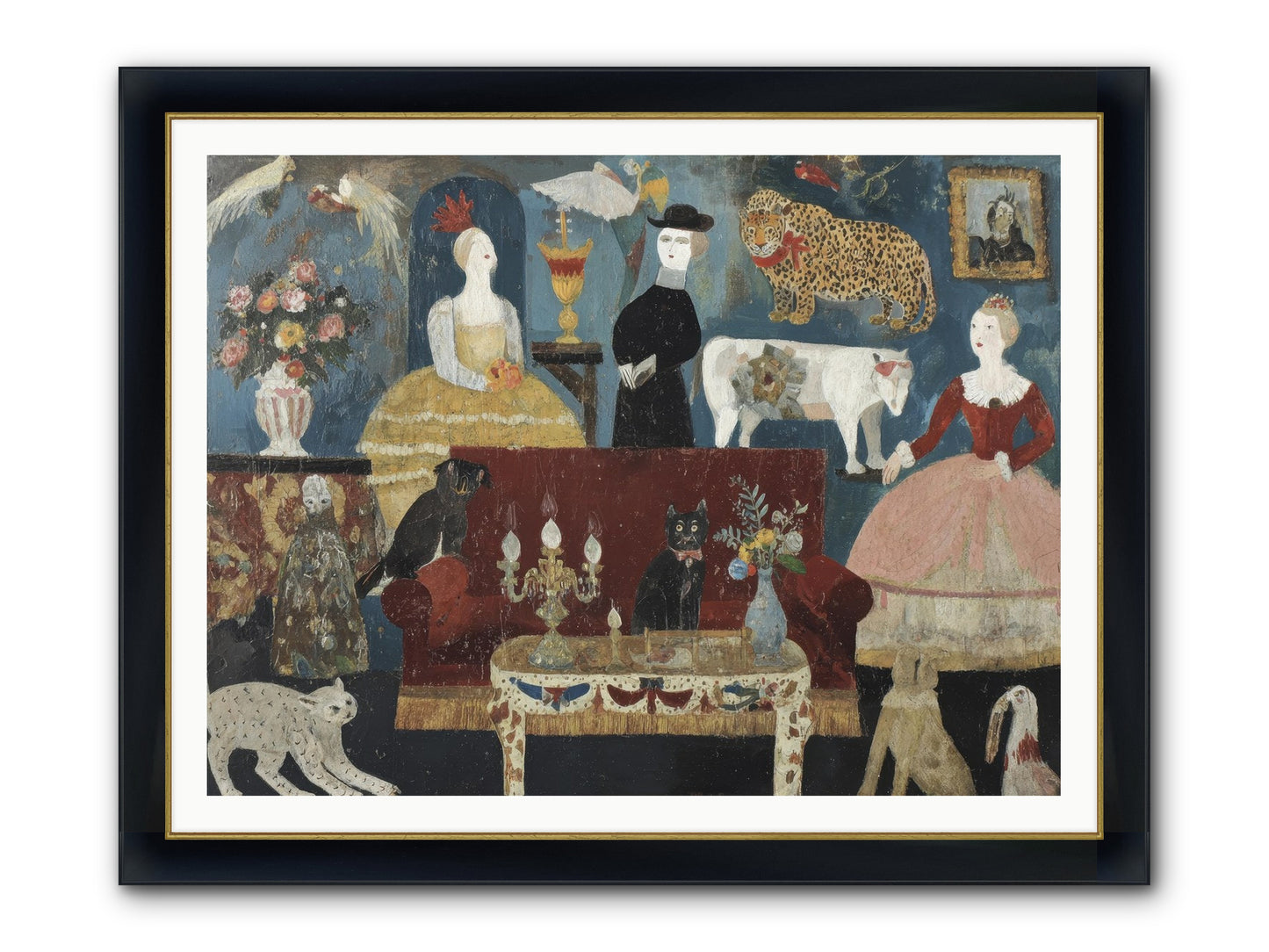 Mirth At Montpelier House Framed Print - Wide Black w/Gold 48x36