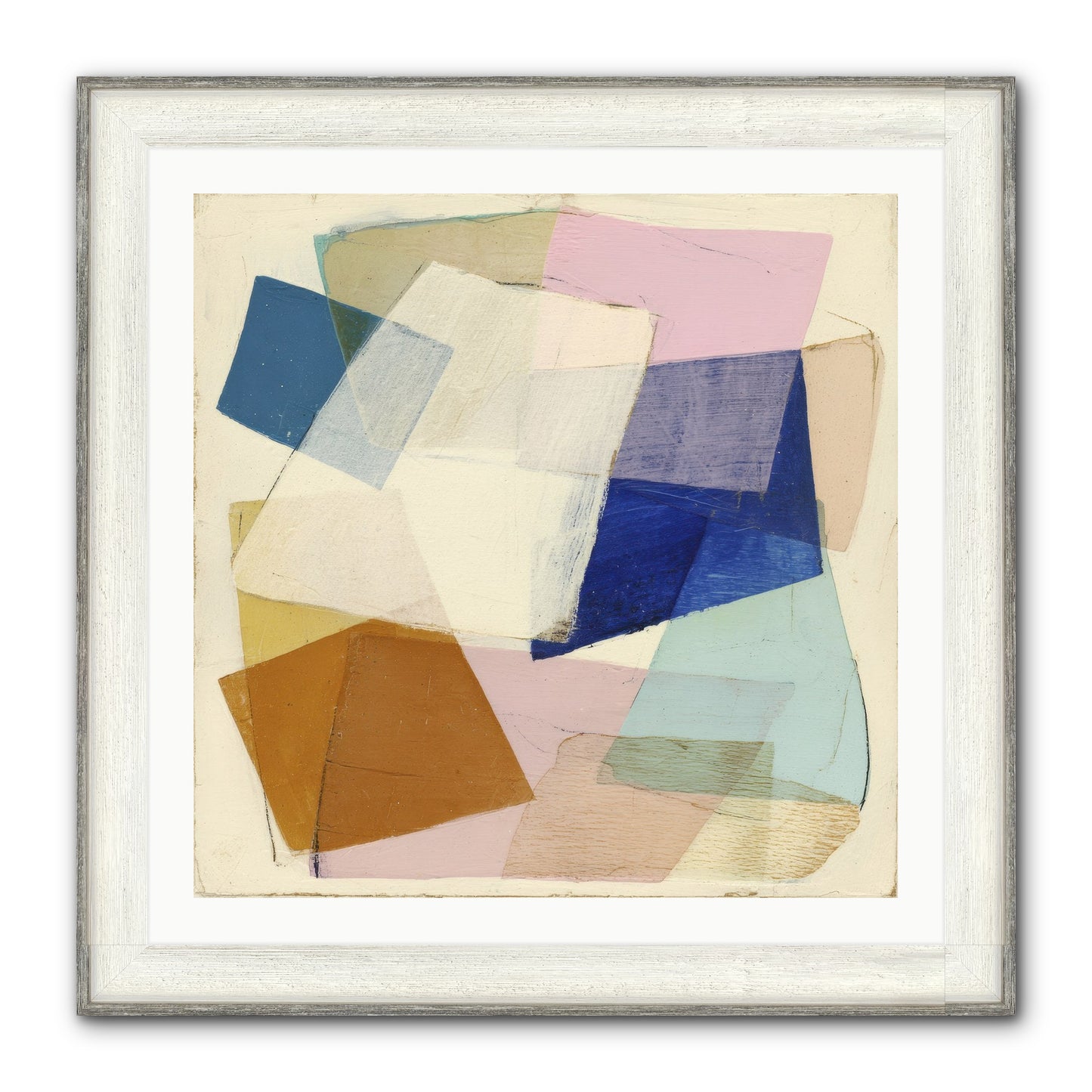 Misted Loom Framed Print - Driftwood White 30x30