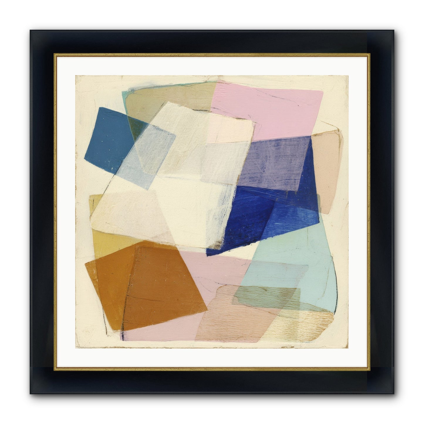 Misted Loom Framed Print - Wide Black w/Gold 30x30