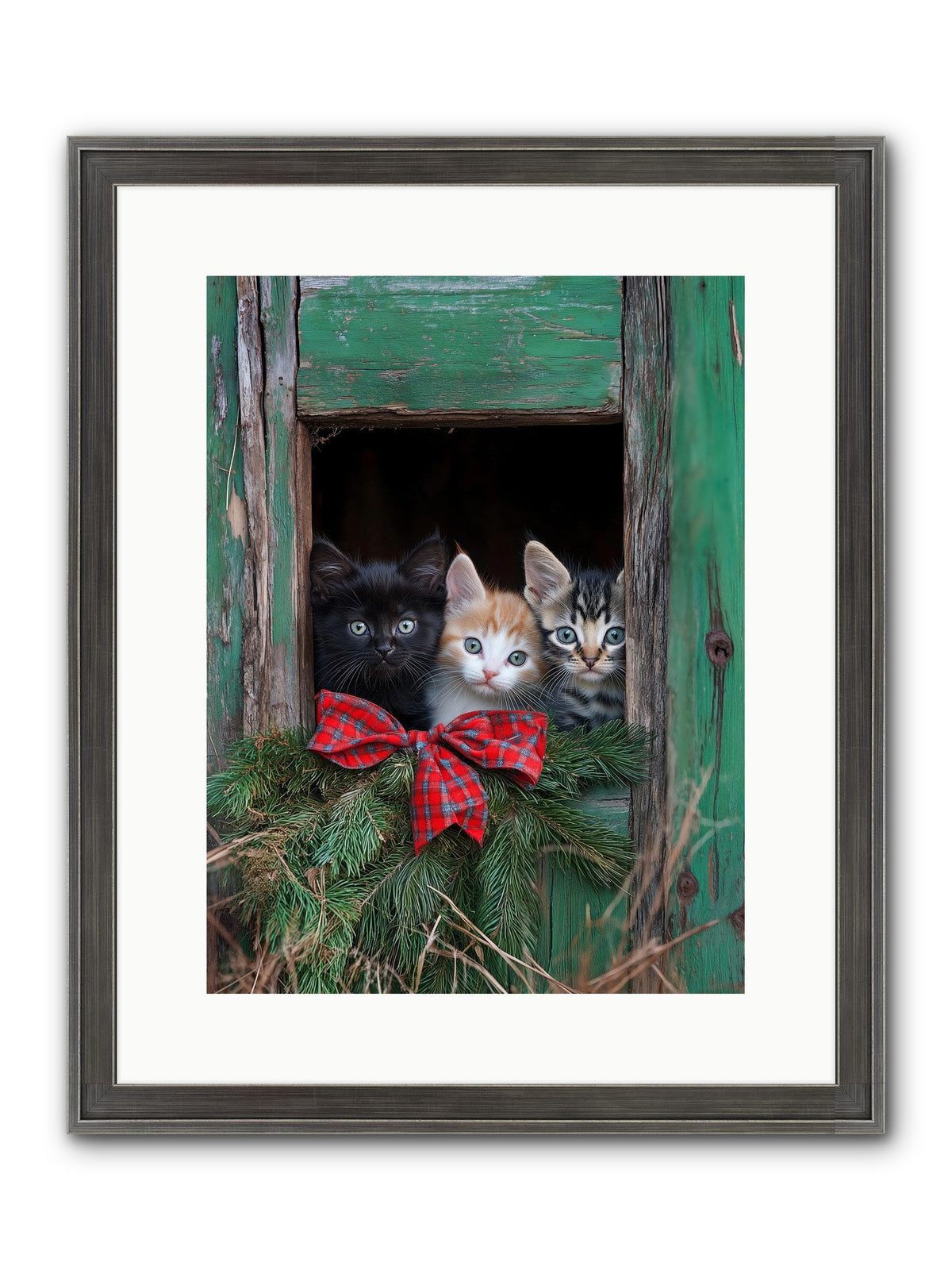 Mittened Mischief Framed Print - Slimwoods Black/Silver 12x16