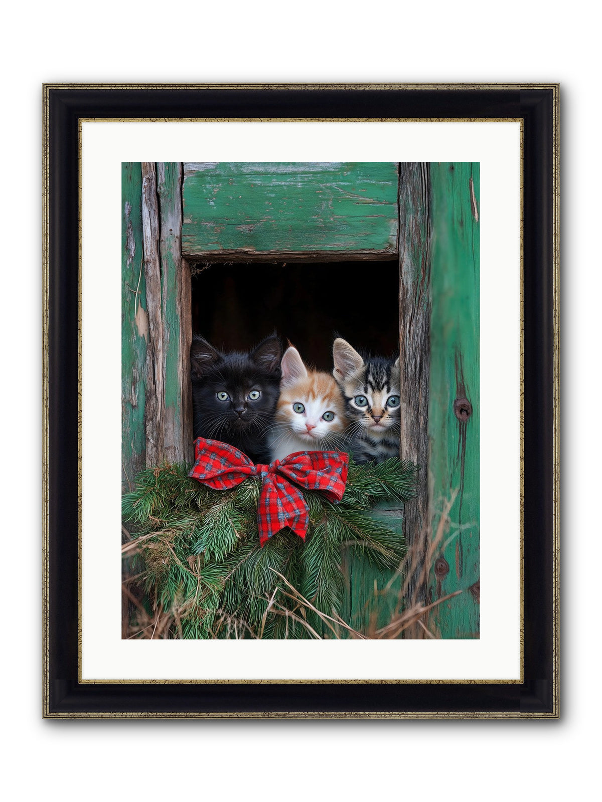 Mittened Mischief Framed Print - Black & Gold 18x24