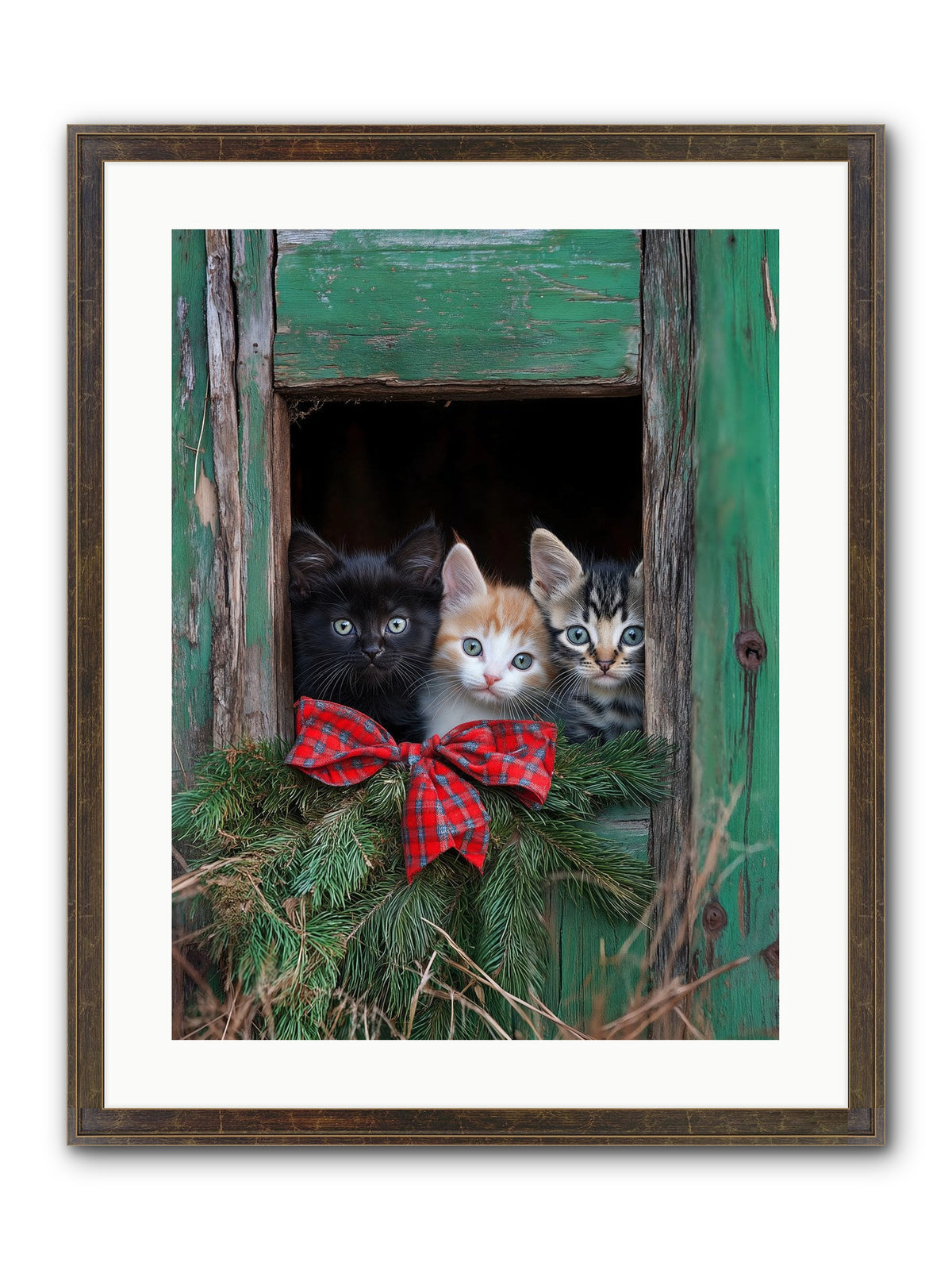 Mittened Mischief Framed Print - Slimwoods Black/Gold 18x24