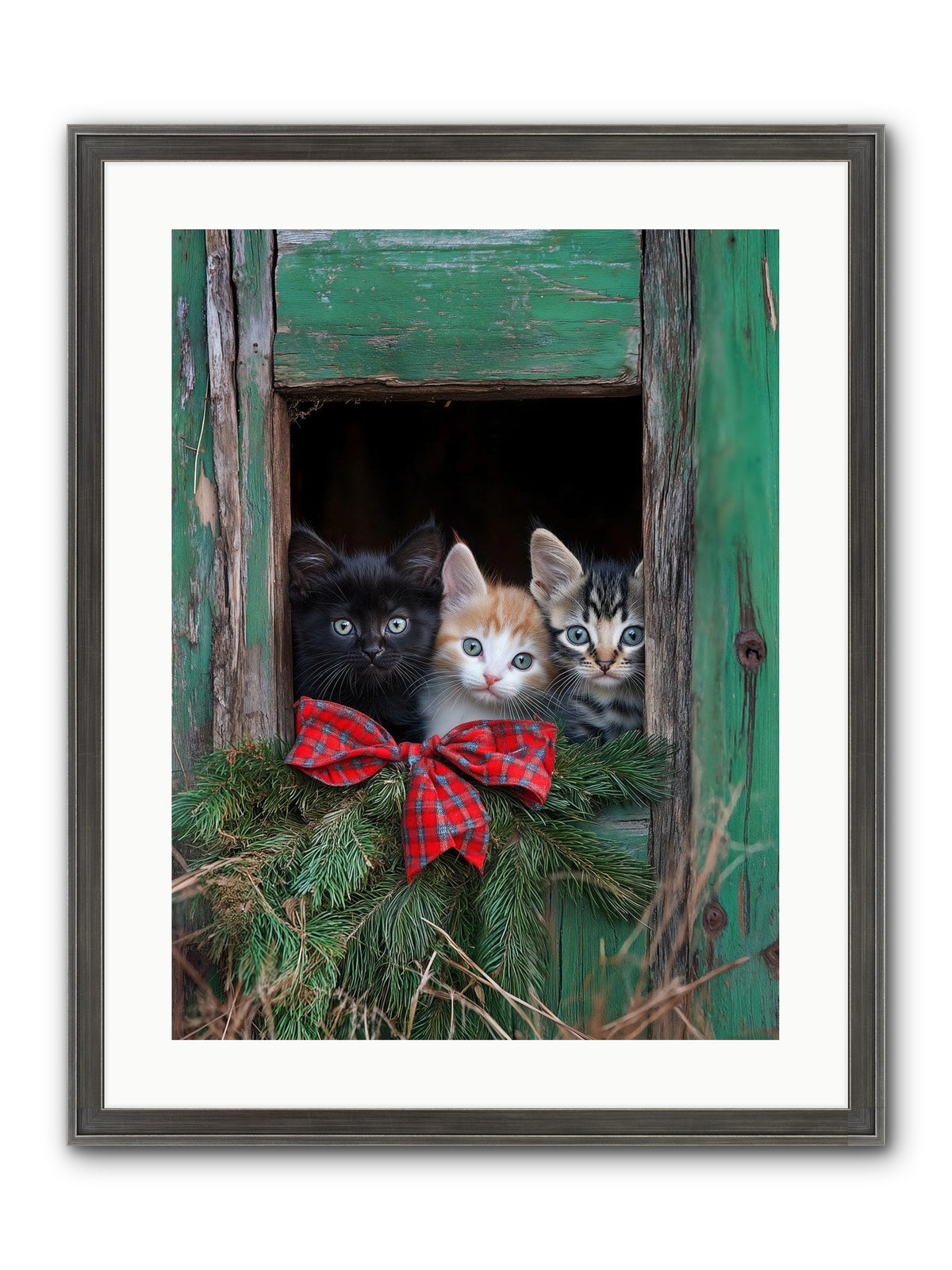 Mittened Mischief Framed Print - Slimwoods Black/Silver 18x24
