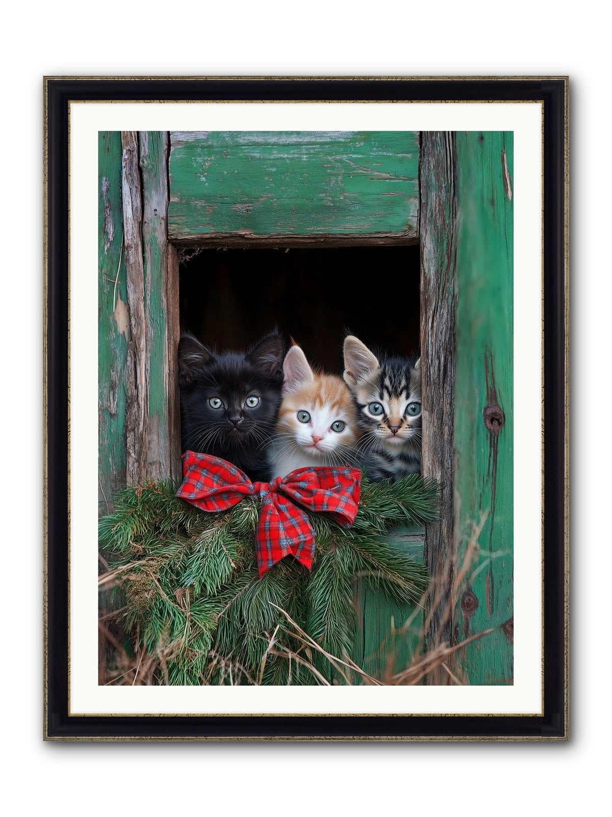 Mittened Mischief Framed Print - Black & Gold 30x40