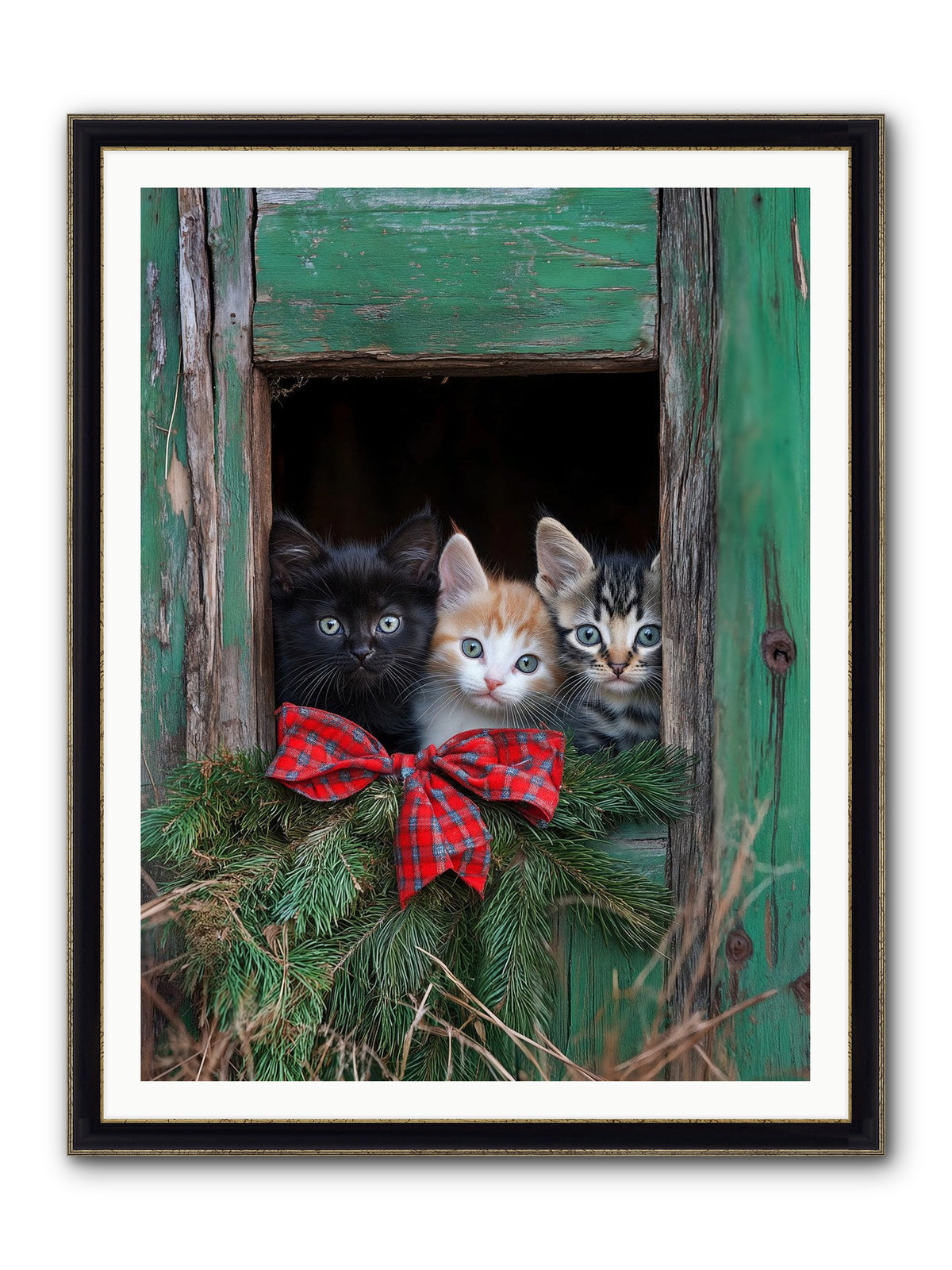 Mittened Mischief Framed Print - Black & Gold 36x48