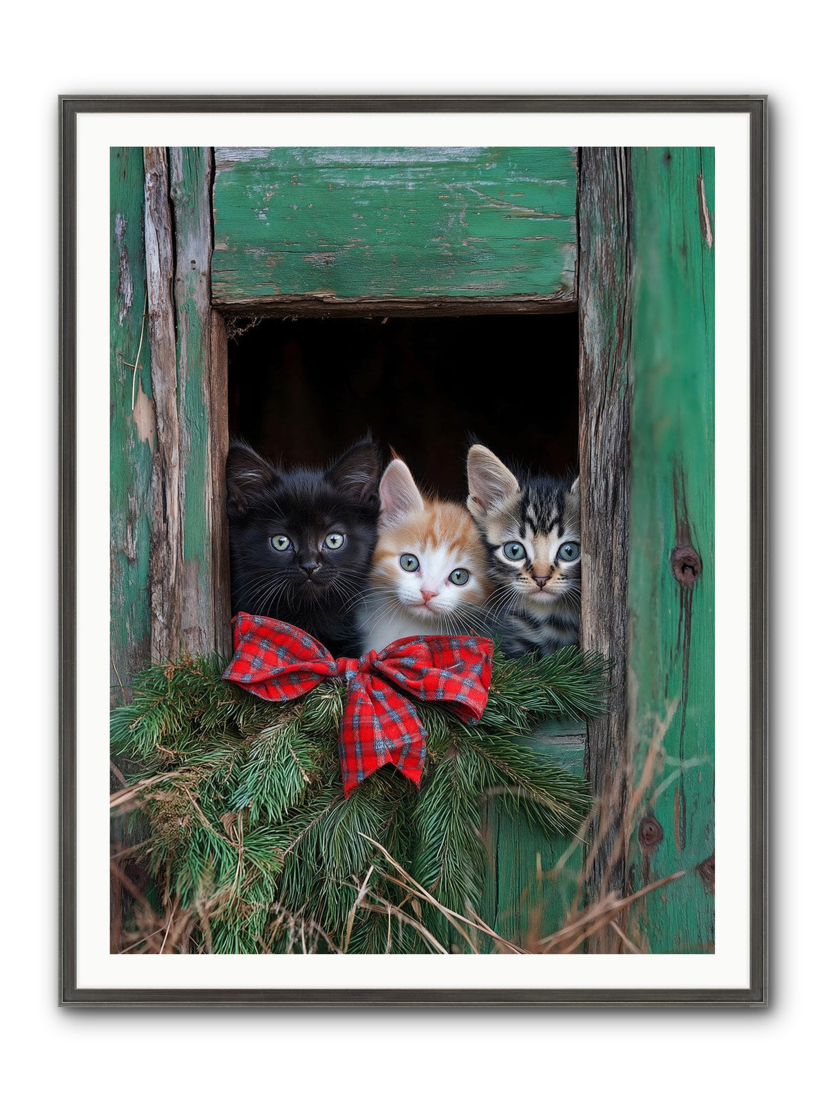 Mittened Mischief Framed Print - Slimwoods Black/Silver 36x48