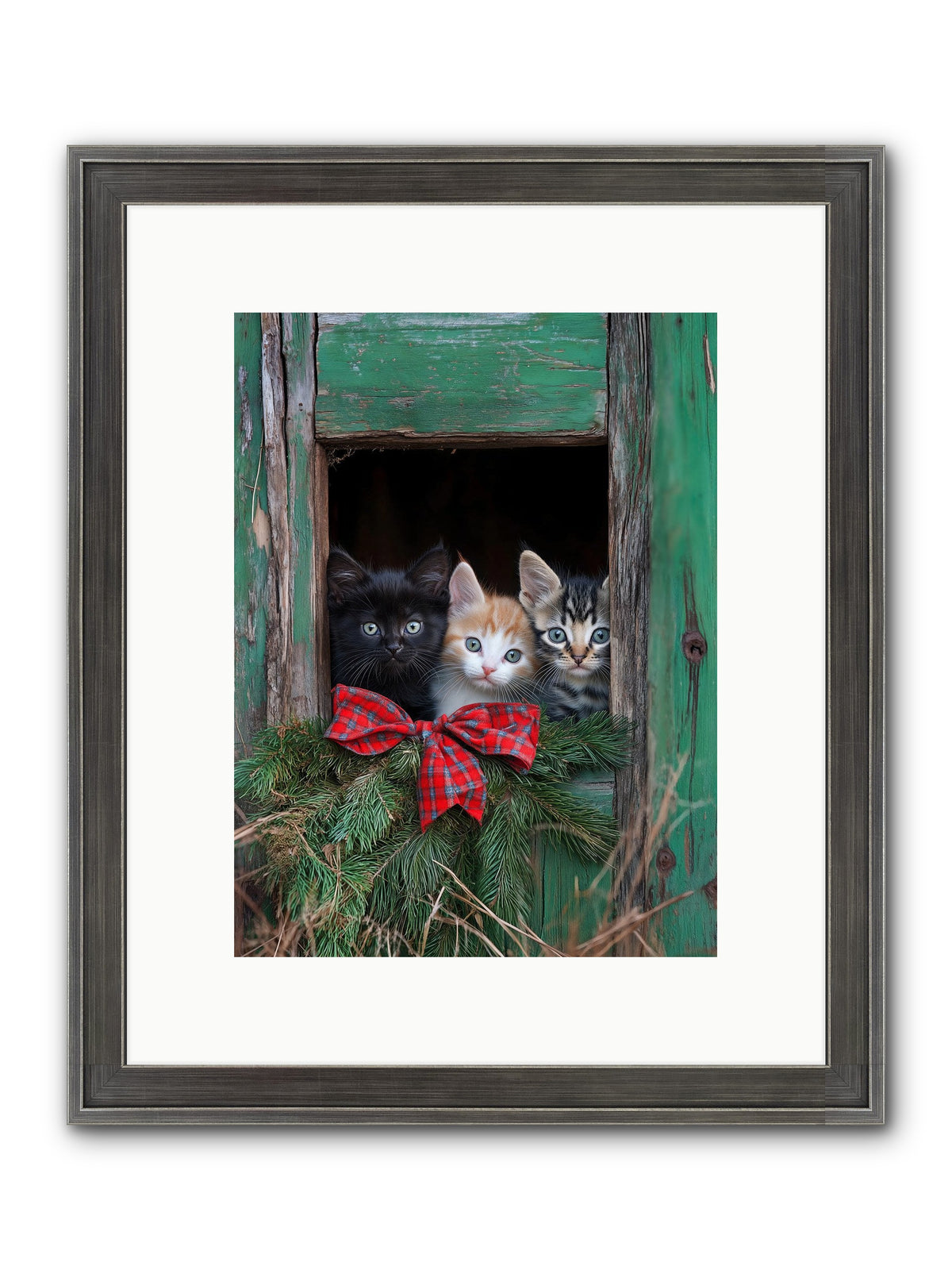 Mittened Mischief Framed Print - Slimwoods Black/Silver 9x12