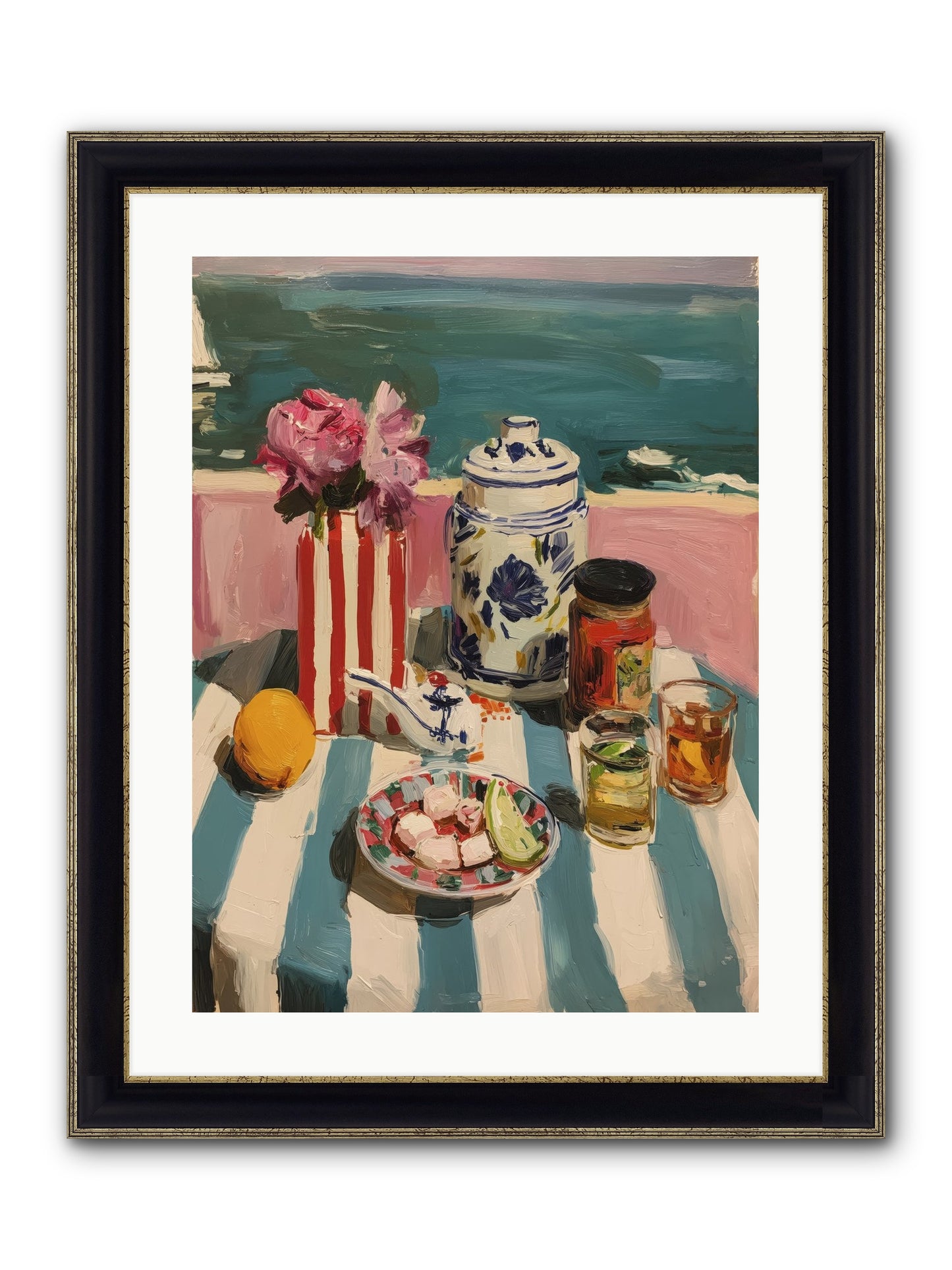 Monaco Madness Framed Print - Black & Gold 18x24