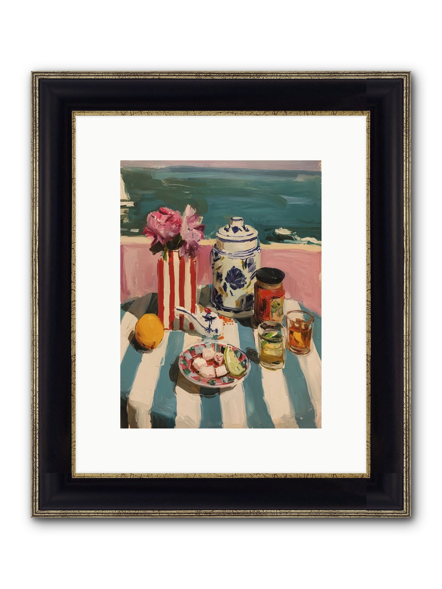 Monaco Madness Framed Print - Black & Gold 9x12