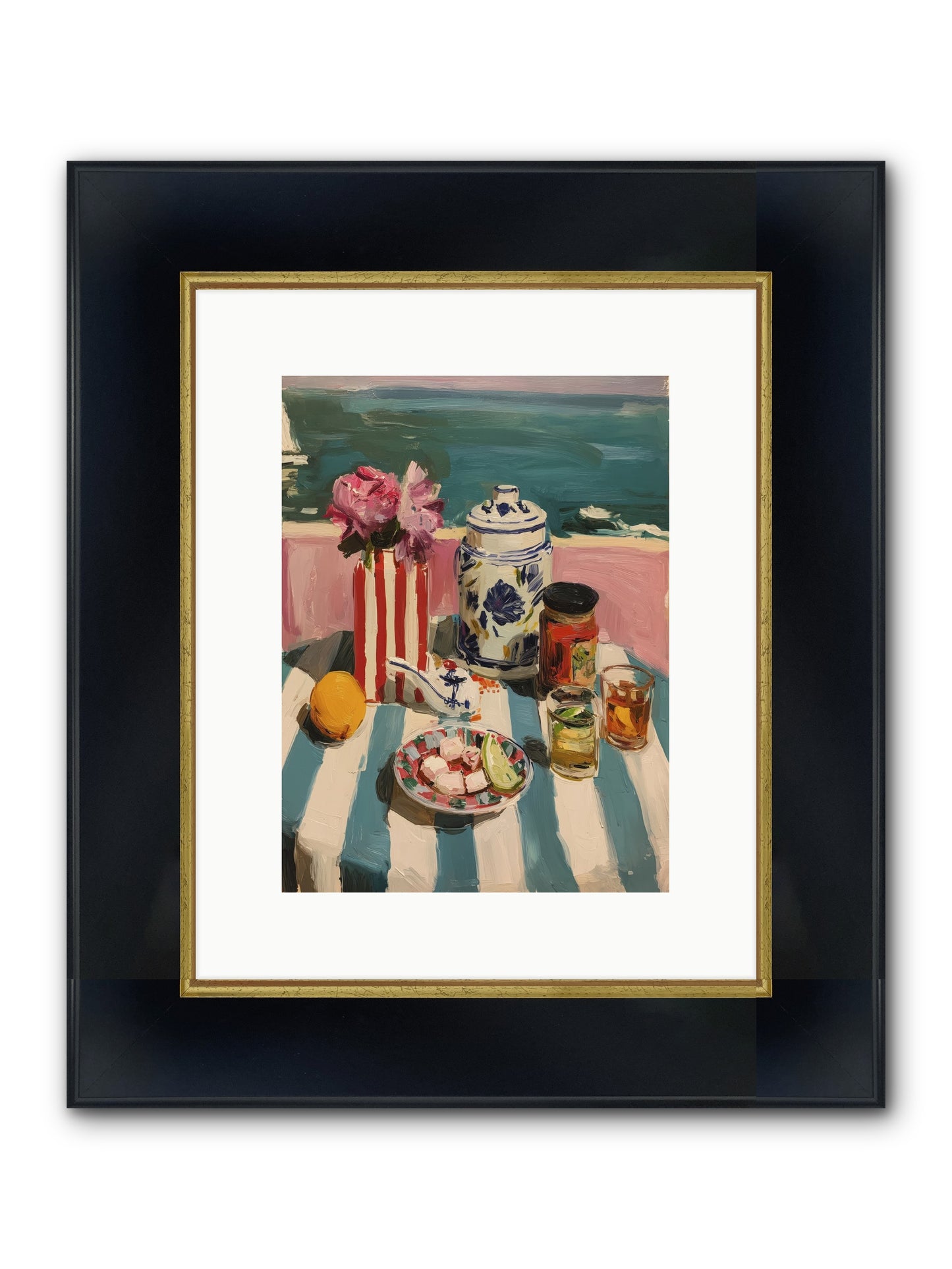 Monaco Madness Framed Print - Wide Black w/Gold 9x12