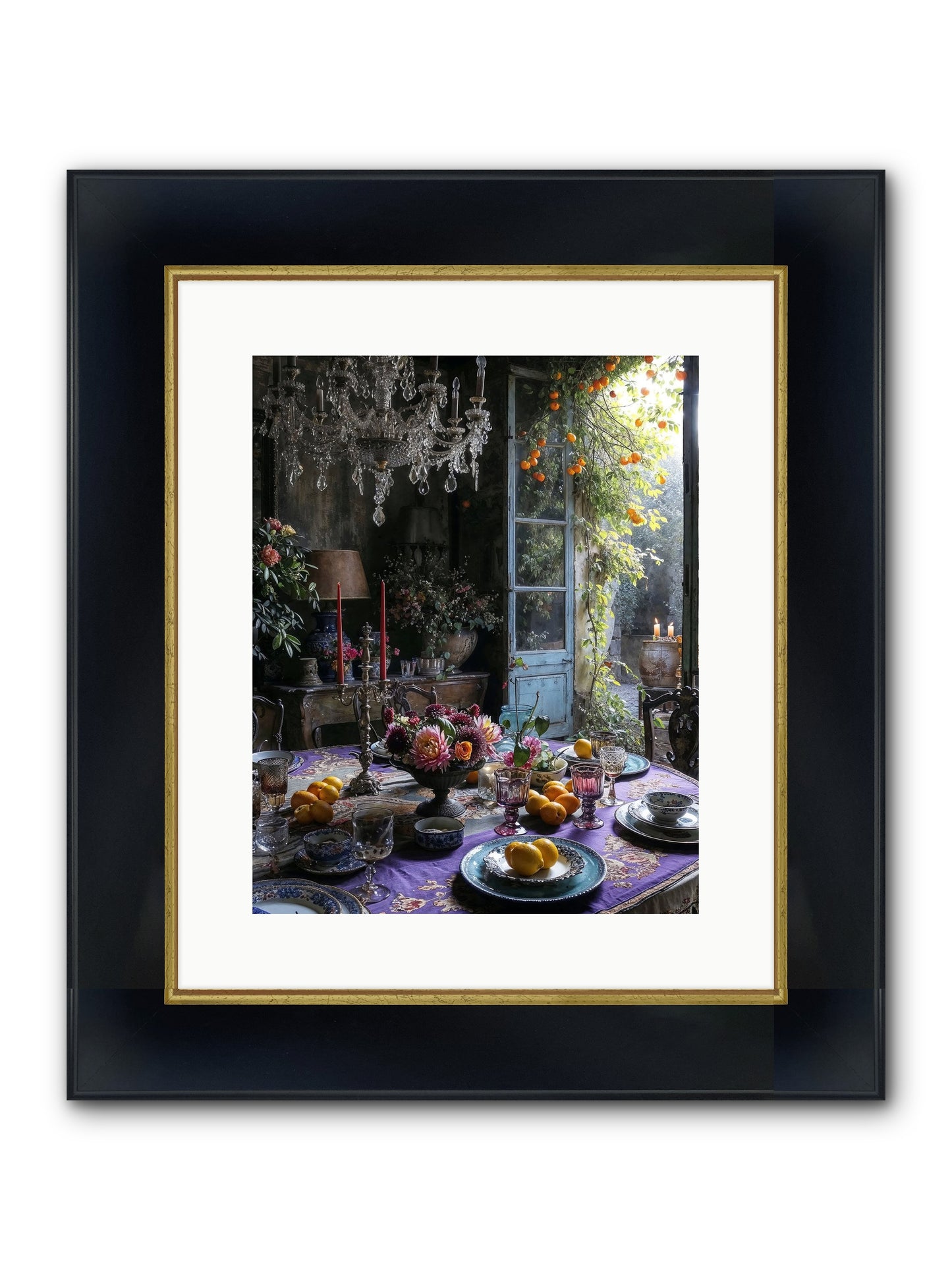 Moon Crest Framed Print - Wide Black w/Gold 12x15