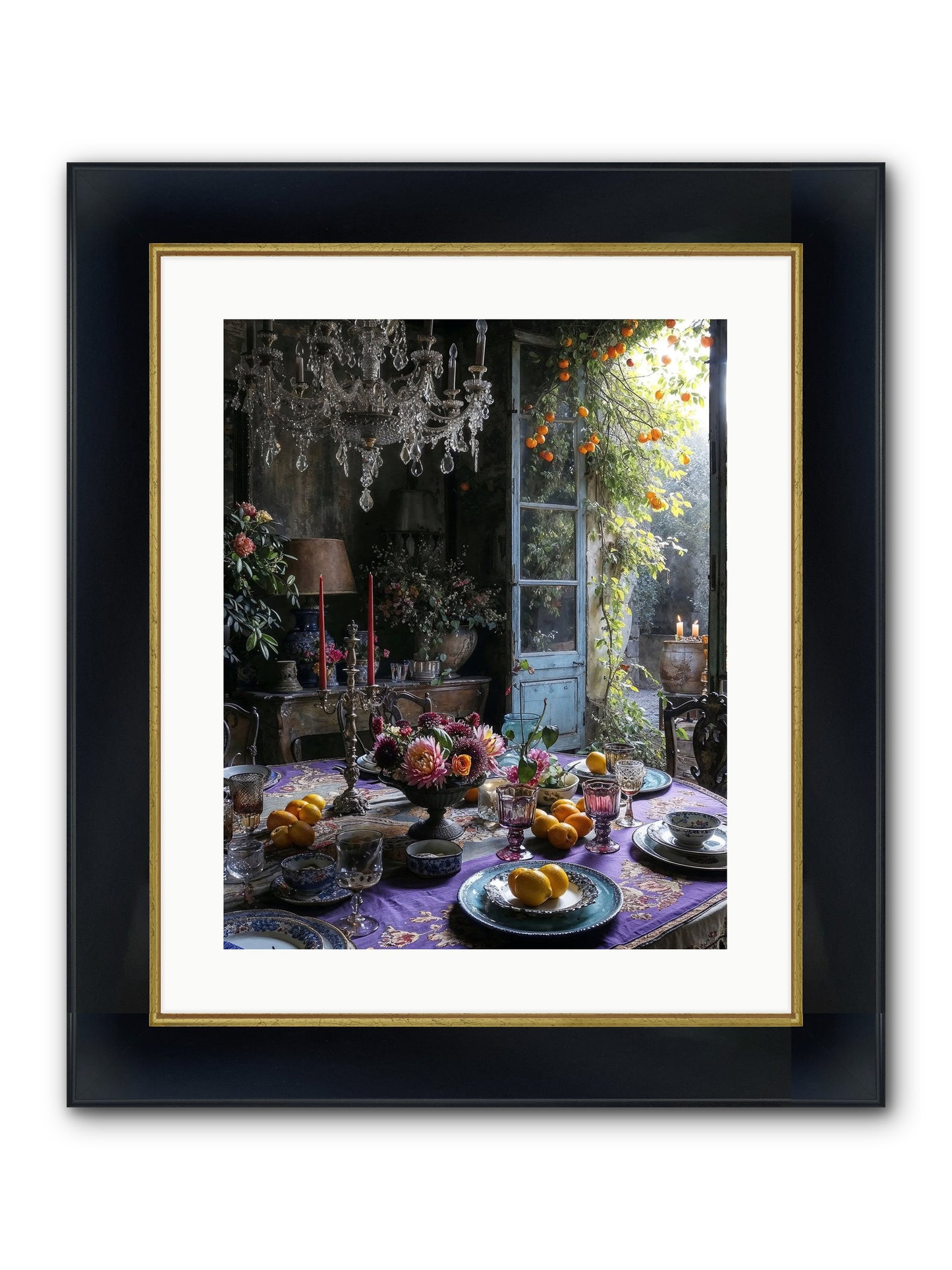 Moon Crest Framed Print - Wide Black w/Gold 16x20