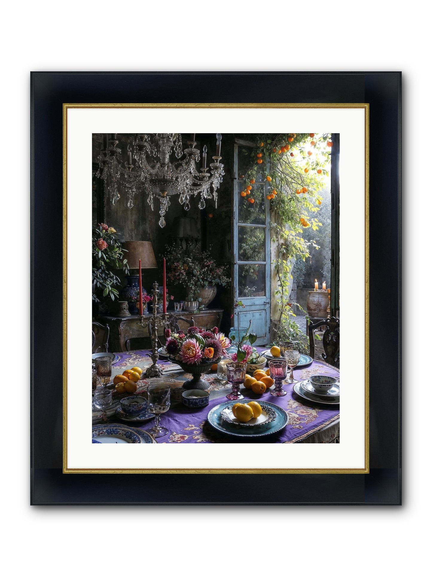 Moon Crest Framed Print - Wide Black w/Gold 20x25