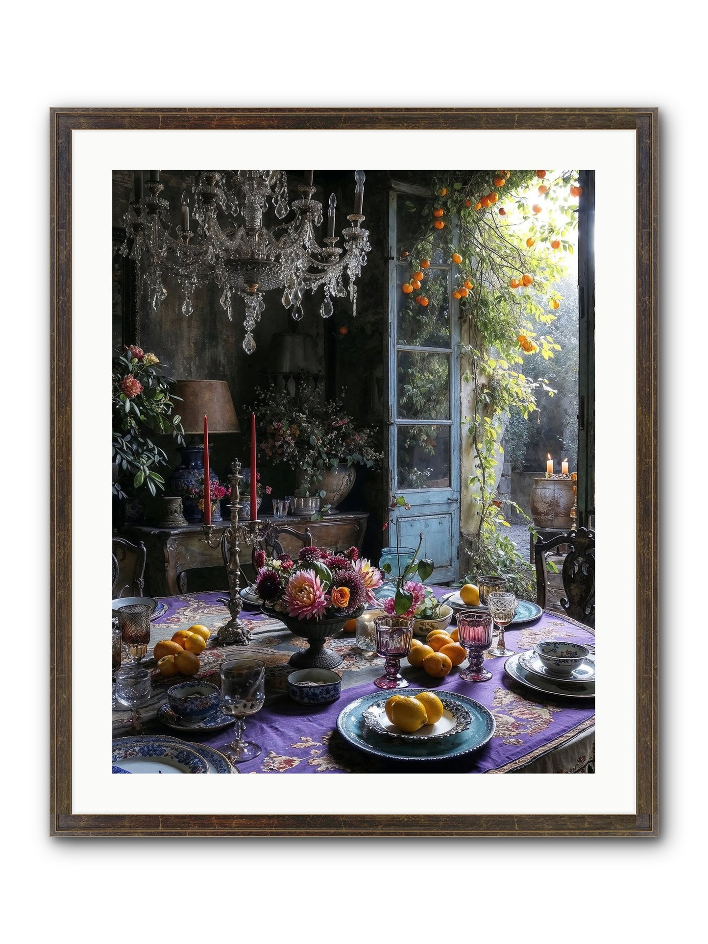 Moon Crest Framed Print - Slimwoods Black/Gold 24x30