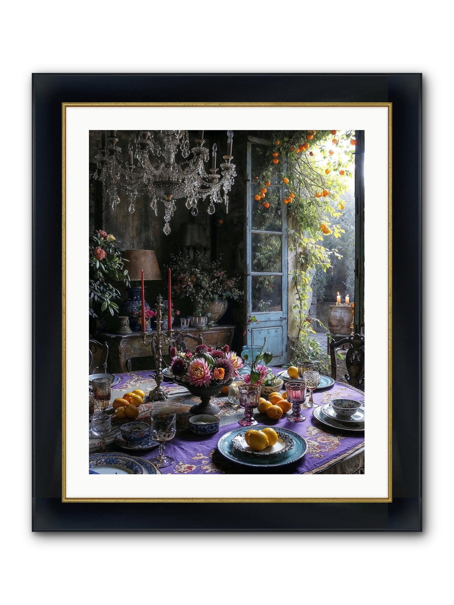 Moon Crest Framed Print - Wide Black w/Gold 24x30