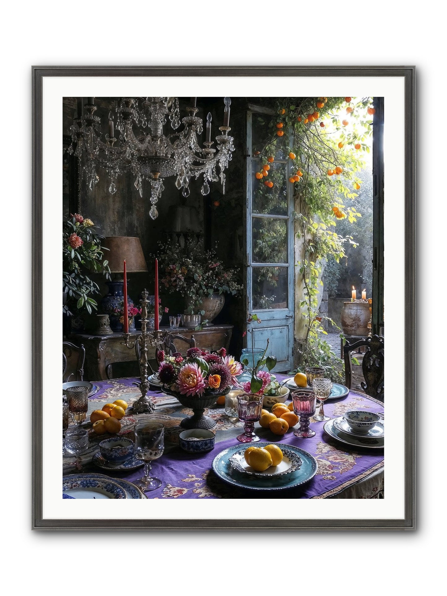 Moon Crest Framed Print - Slimwoods Black/Silver 32x40